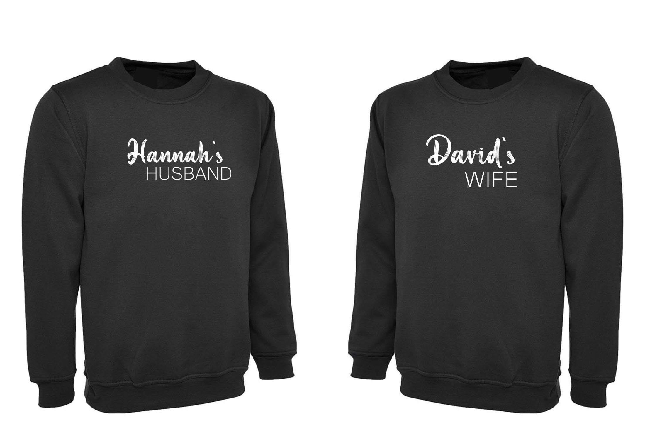 Personalised customized couple matching shirts with name cute wedding marriage married anniversary sweatshirt jumper sweater shirt gift