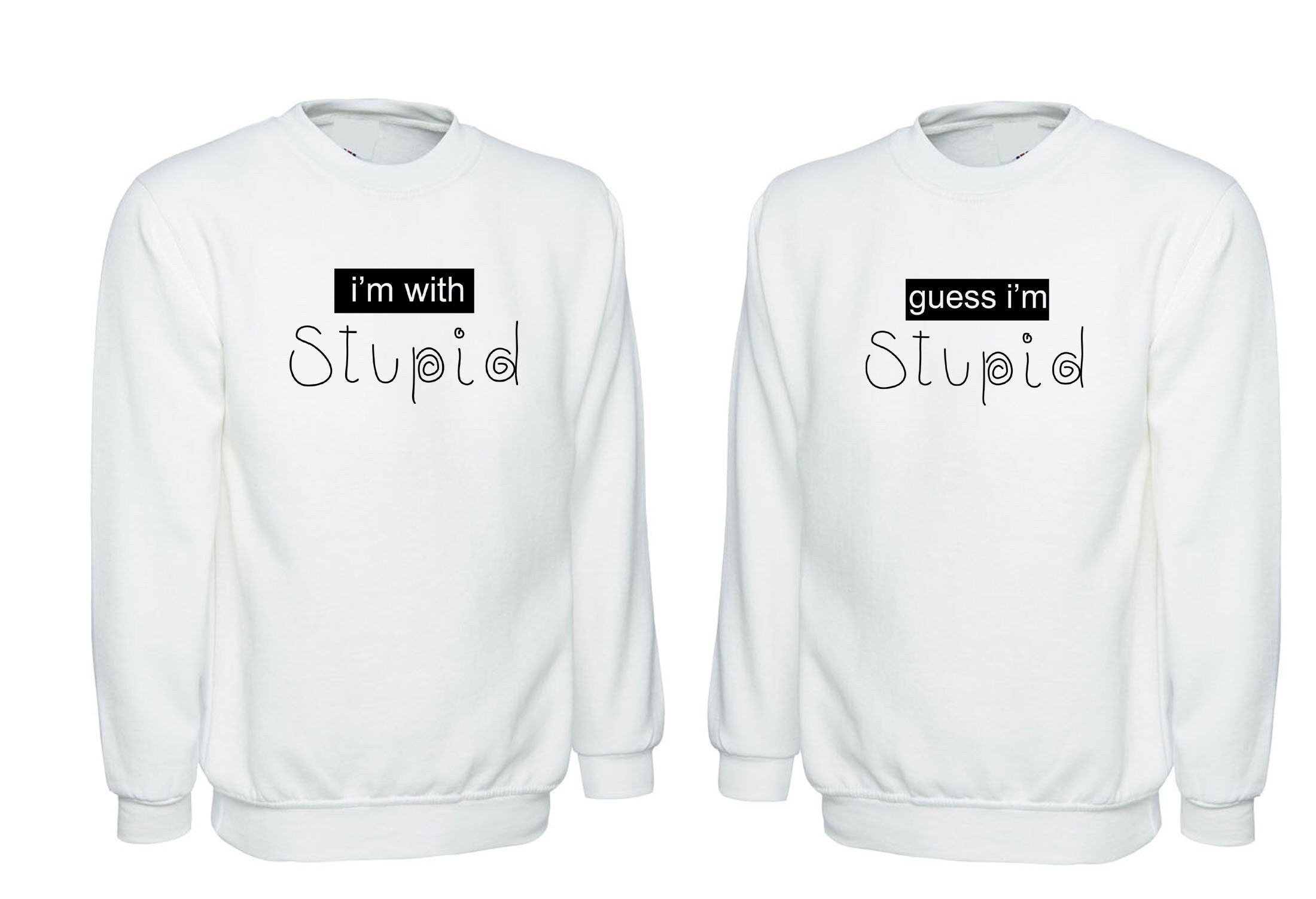 Couple matching shirts for best friends sweatshirt jumper sweater shirt i'mwithstupid, guessimstupi unisex womens bff unisex funny