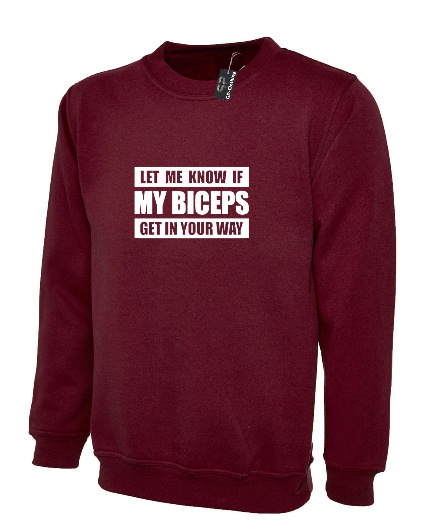 Let me know if my bicepts get in your wat funny biceps sweatshirt jumper sweater shirt gym workout mens joke weight lifting nma boxing gift