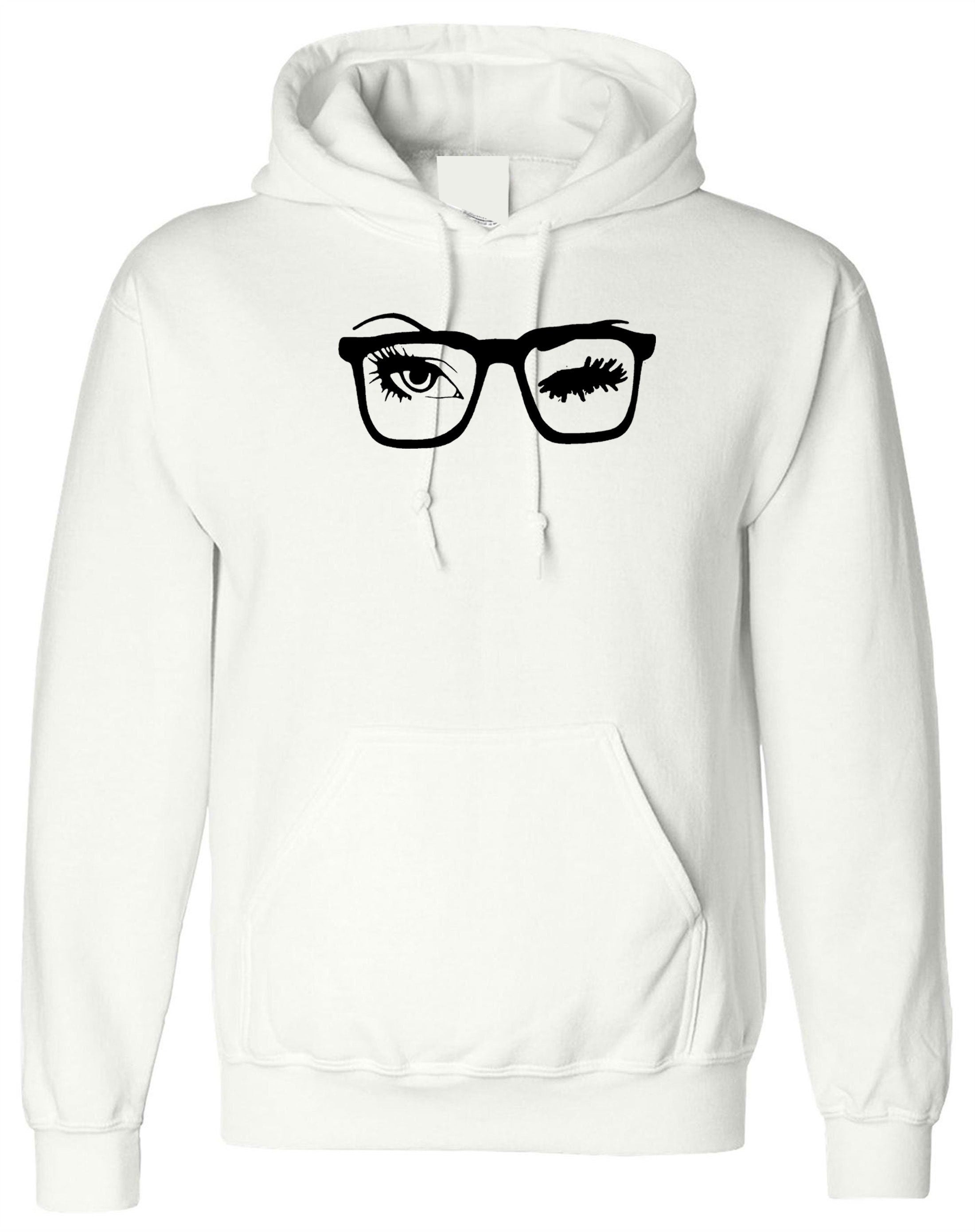 Ladies womens blinked eyes face with glasses funny hoodie hoody hood hooded birthday christmas gift xmas present