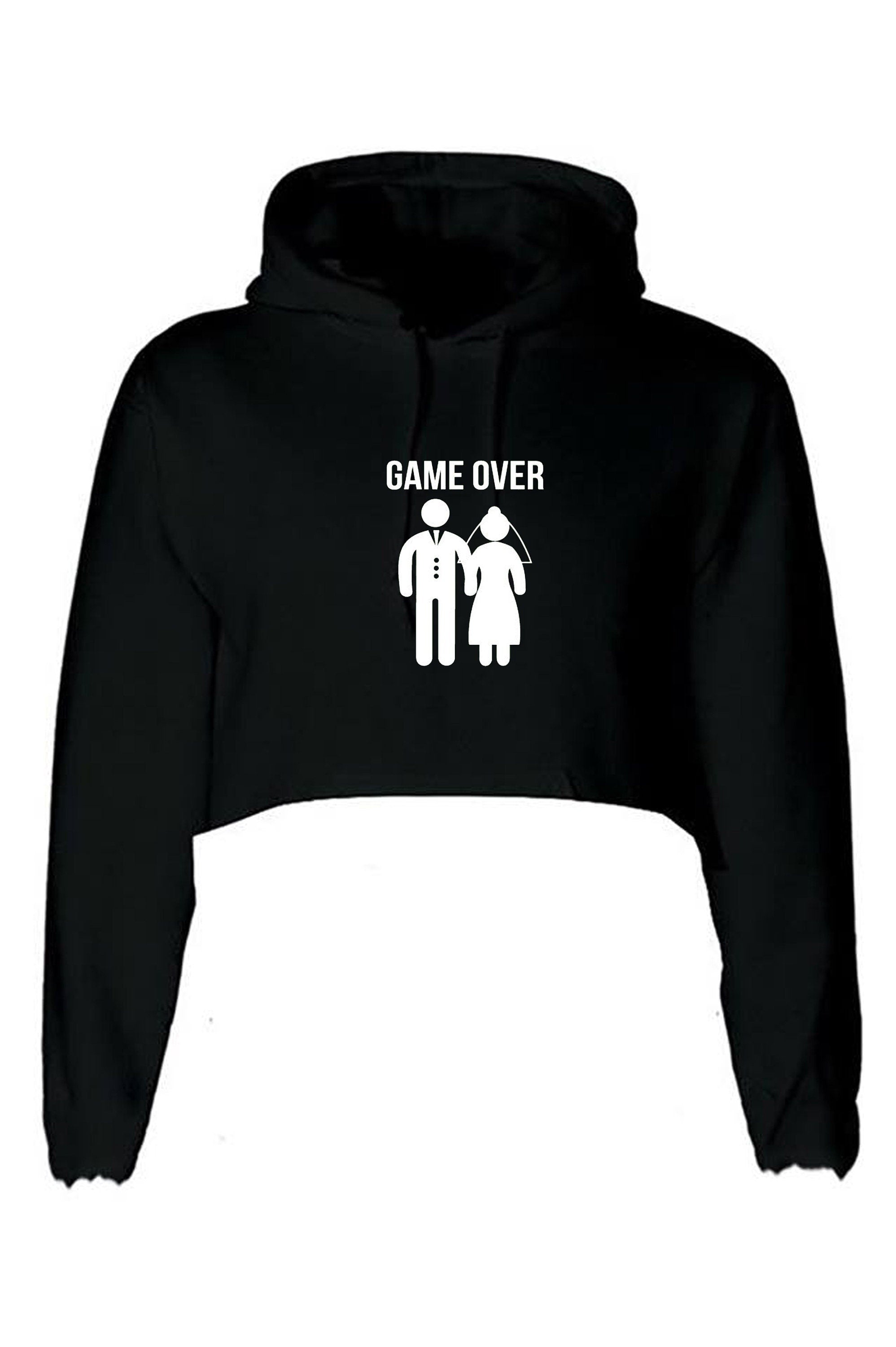 Funny game over crp top crop-tops hoodie hoody hood hooded gift for newly married couple marriage wedding wife husband joke idea present