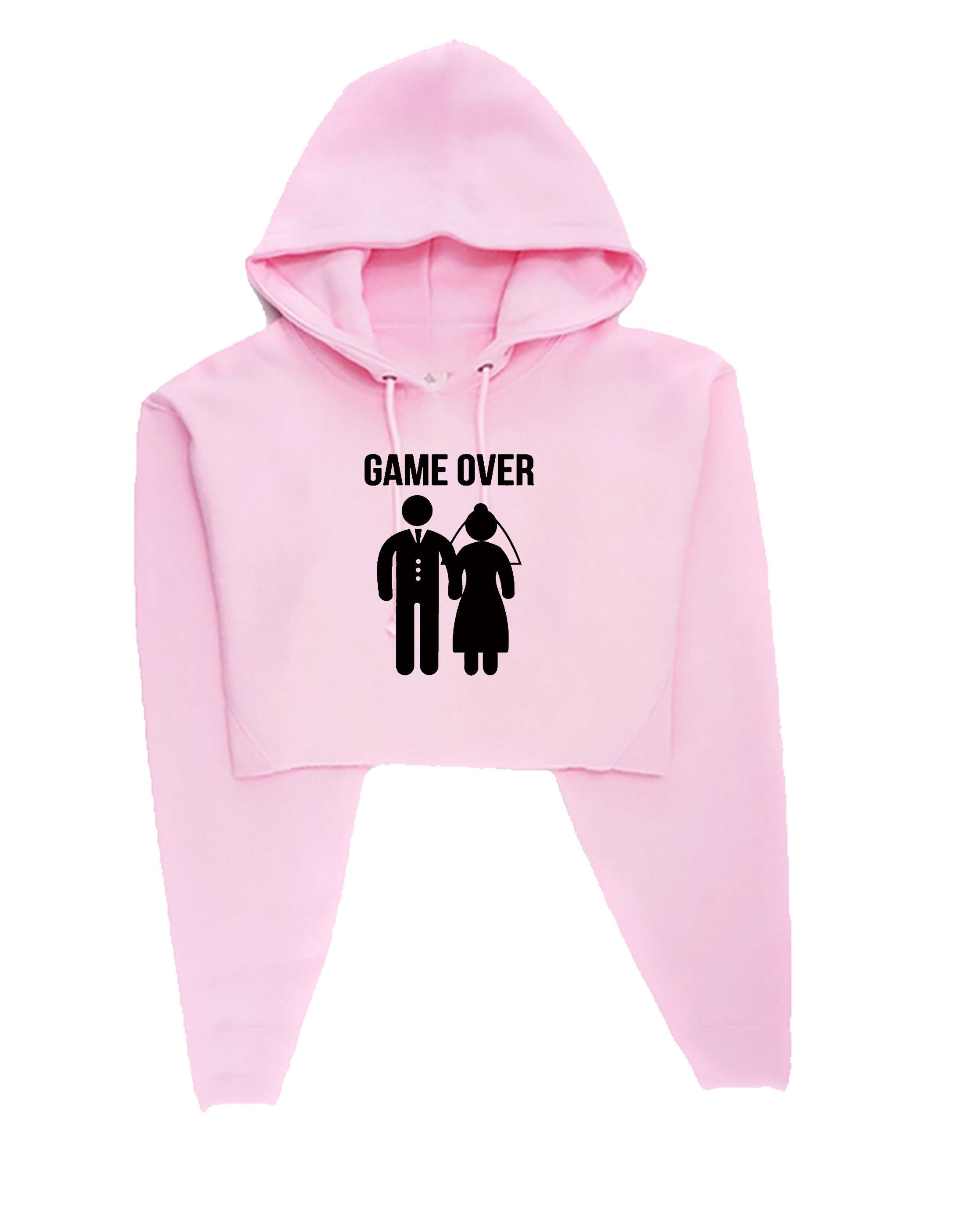 Funny game over crp top crop-tops hoodie hoody hood hooded gift for newly married couple marriage wedding wife husband joke idea present