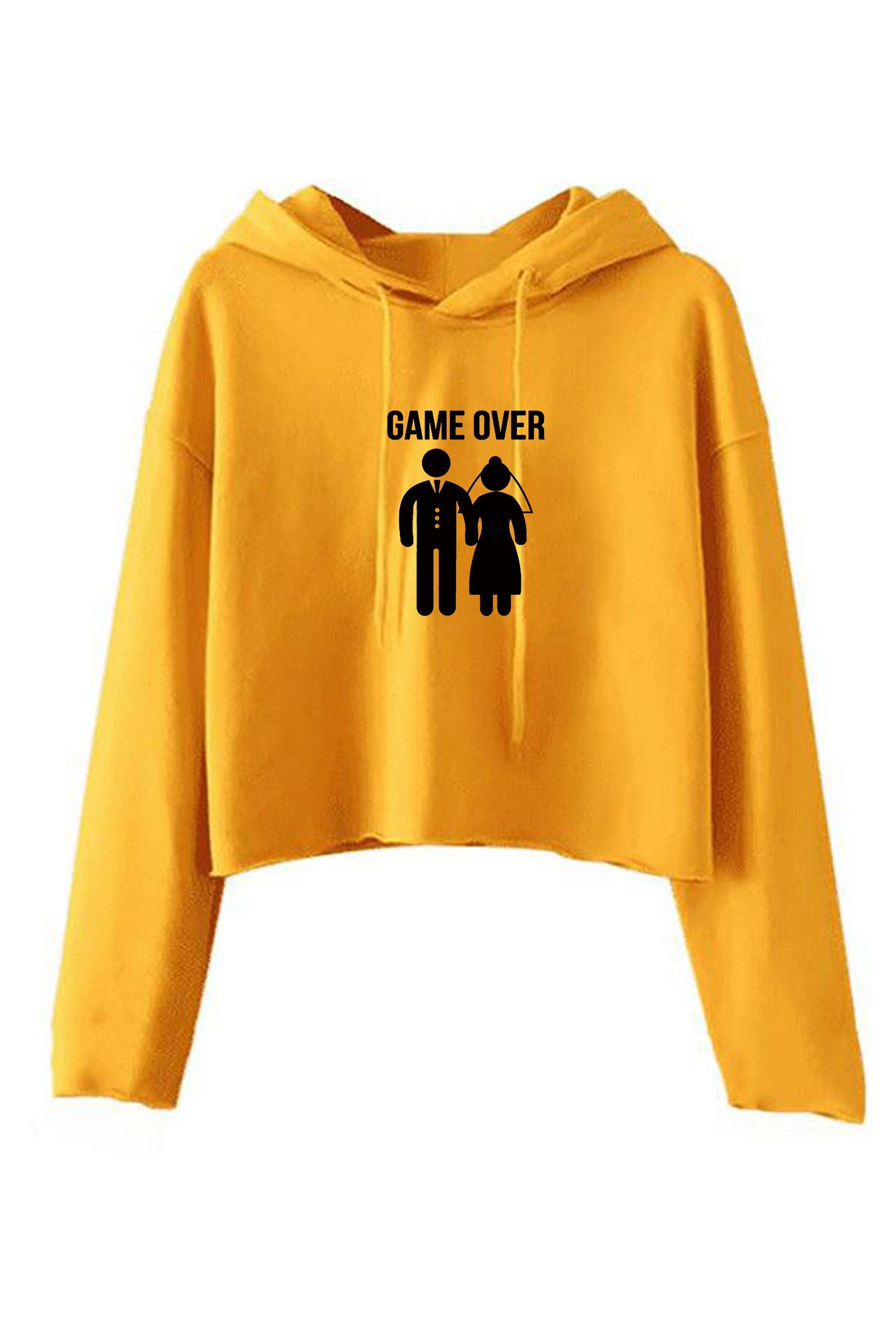 Funny game over crp top crop-tops hoodie hoody hood hooded gift for newly married couple marriage wedding wife husband joke idea present