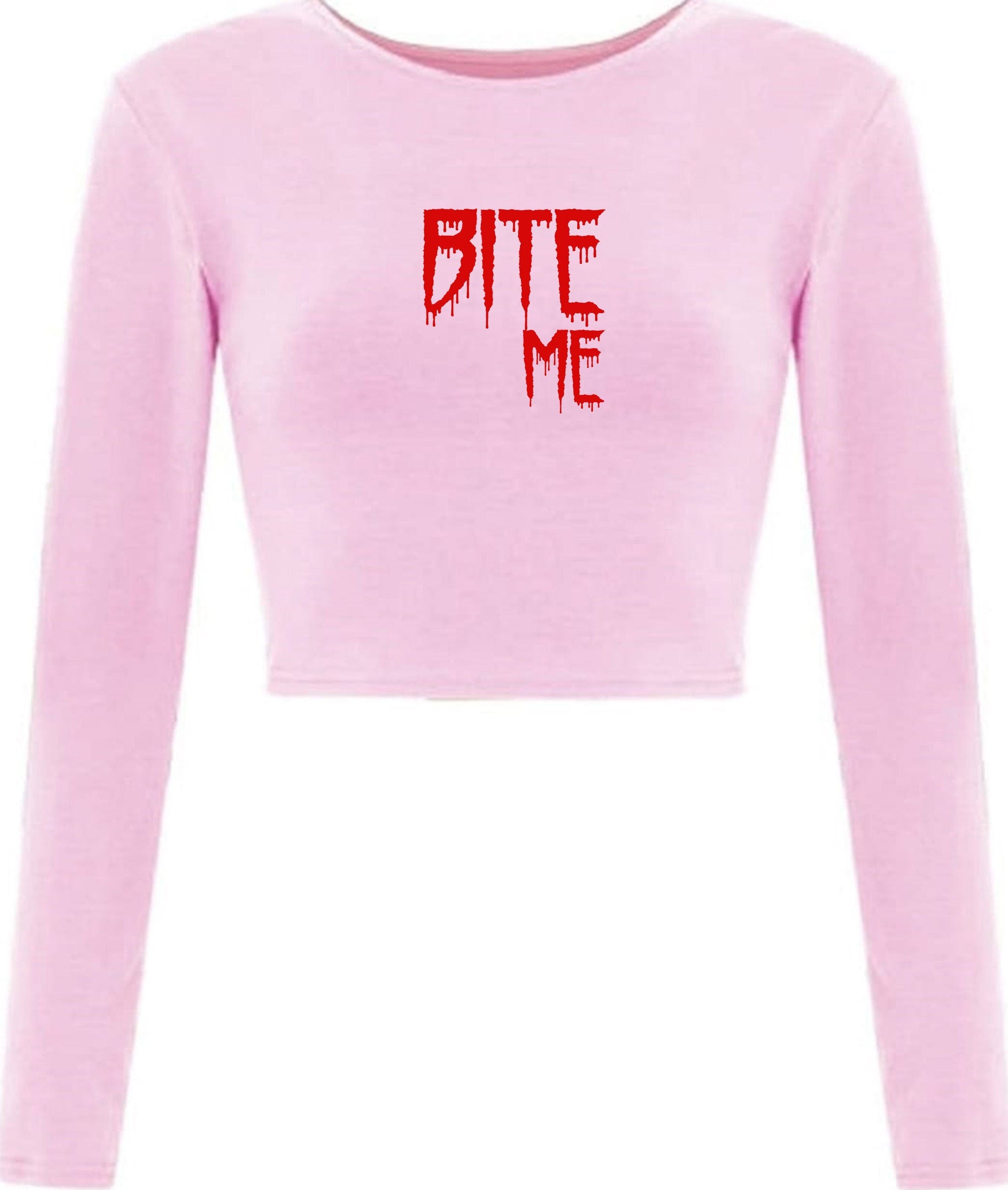 Bite me crop top crop-tops croptop funny mens womens top halloween outfit valentines vampire top ladies unisex gf bf