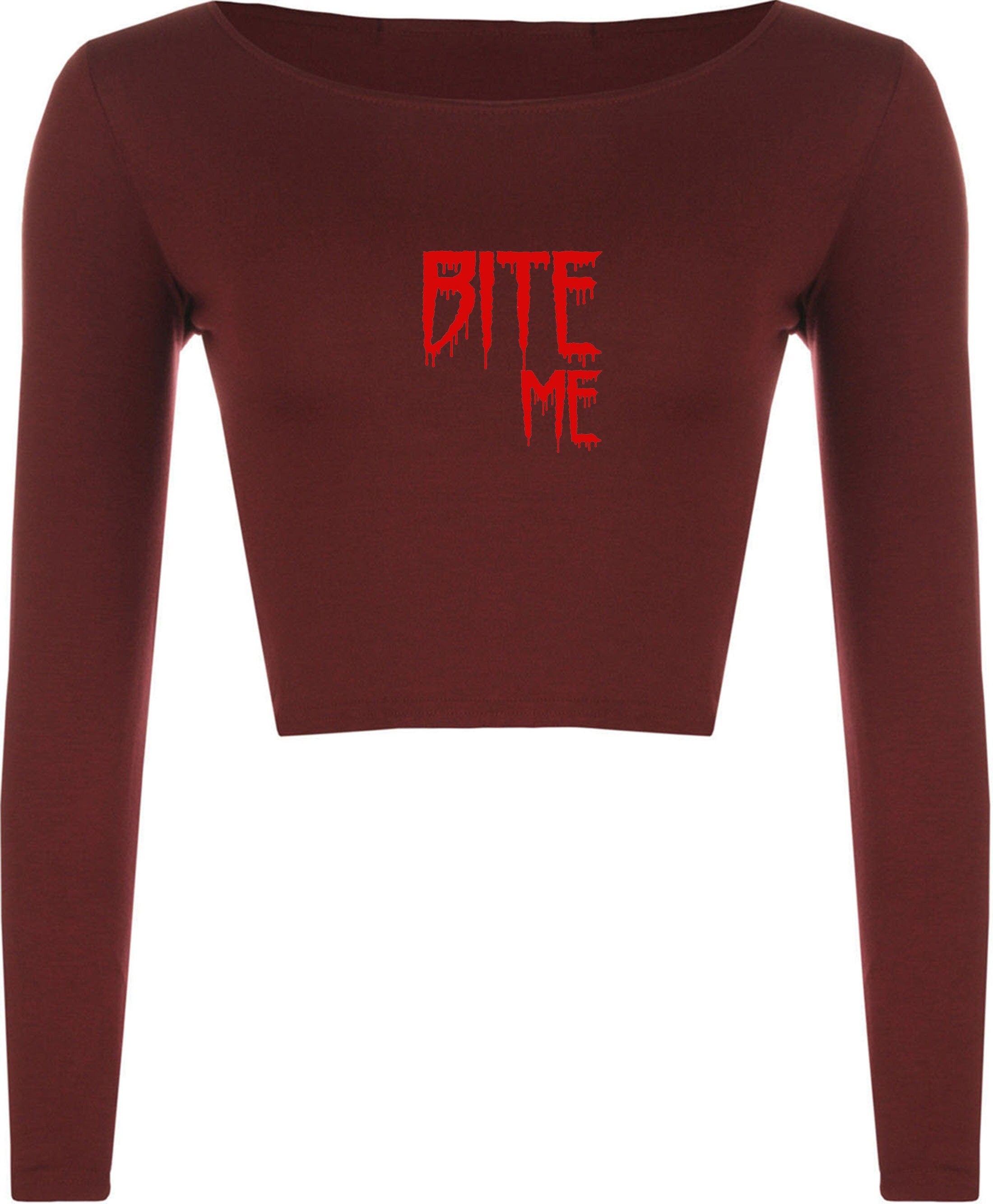 Bite me crop top crop-tops croptop funny mens womens top halloween outfit valentines vampire top ladies unisex gf bf