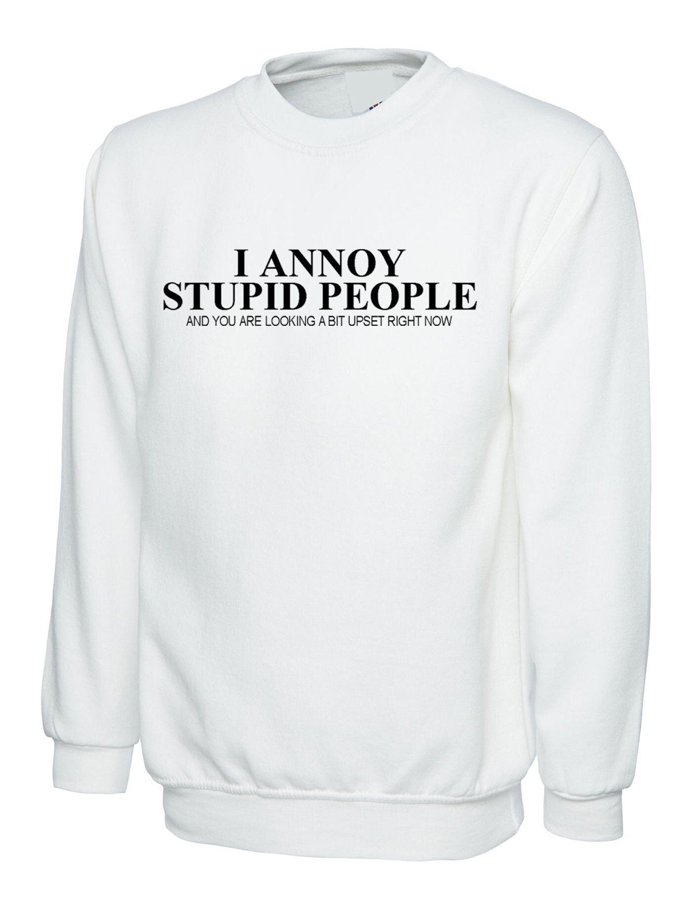 I annoy stupid people sweatshirt jumper sweater shirt you are looking a bit upset right now sarcasm funny humor prank mens ladies