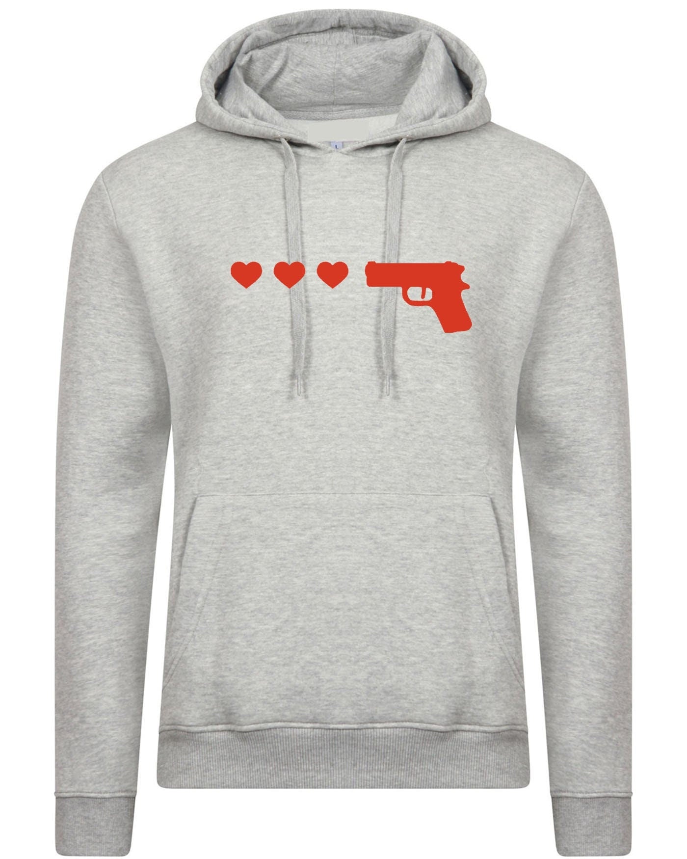 Gun hearts ringer hoodie hoody hood hooded top cute kawaii womens tumblr hipster grunge present