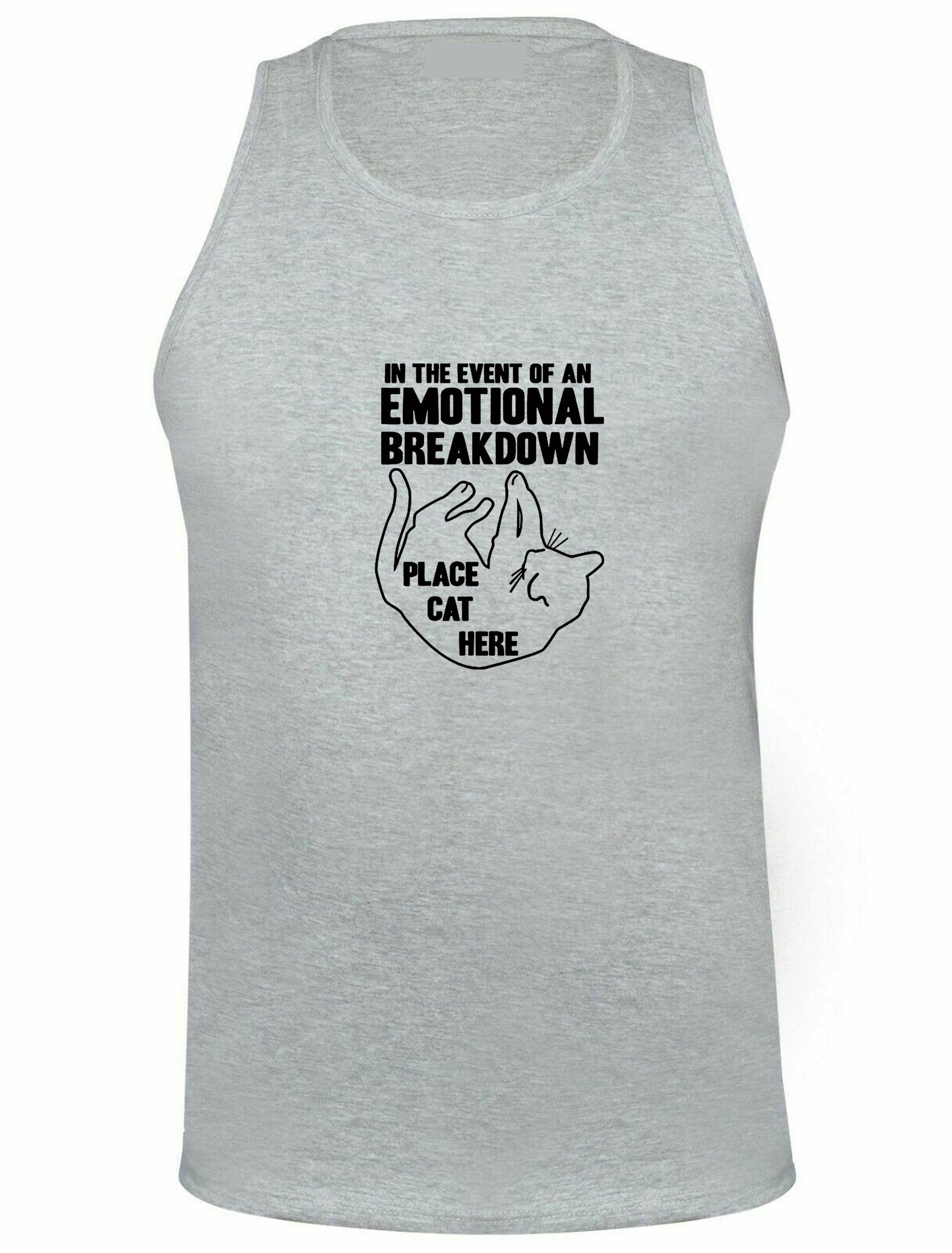 In case of emotional breakdown place cat here funny cat lovers vest vests gym workout exercise yoga gift funny unisex ladies womens top