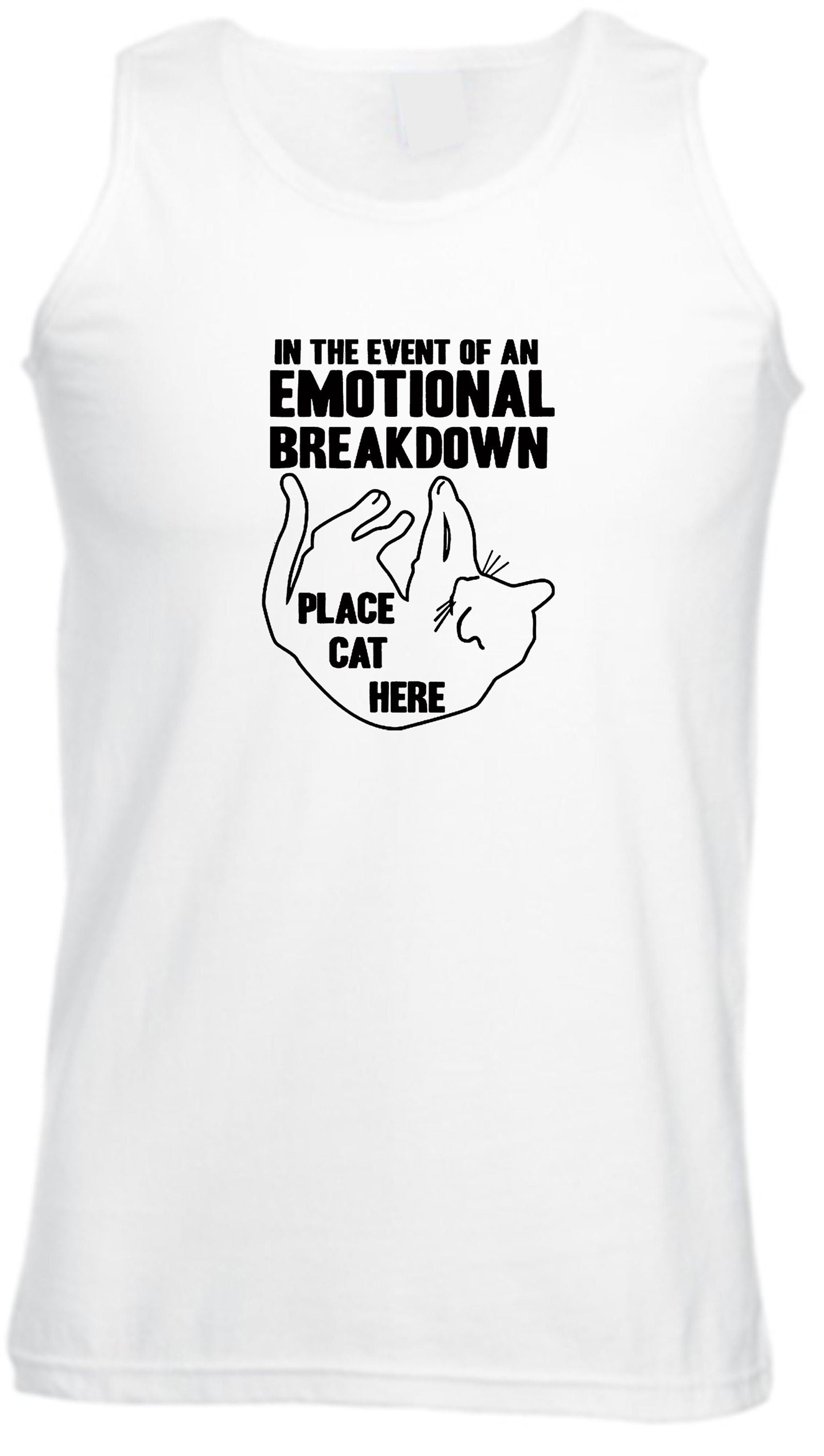 In case of emotional breakdown place cat here funny cat lovers vest vests gym workout exercise yoga gift funny unisex ladies womens top