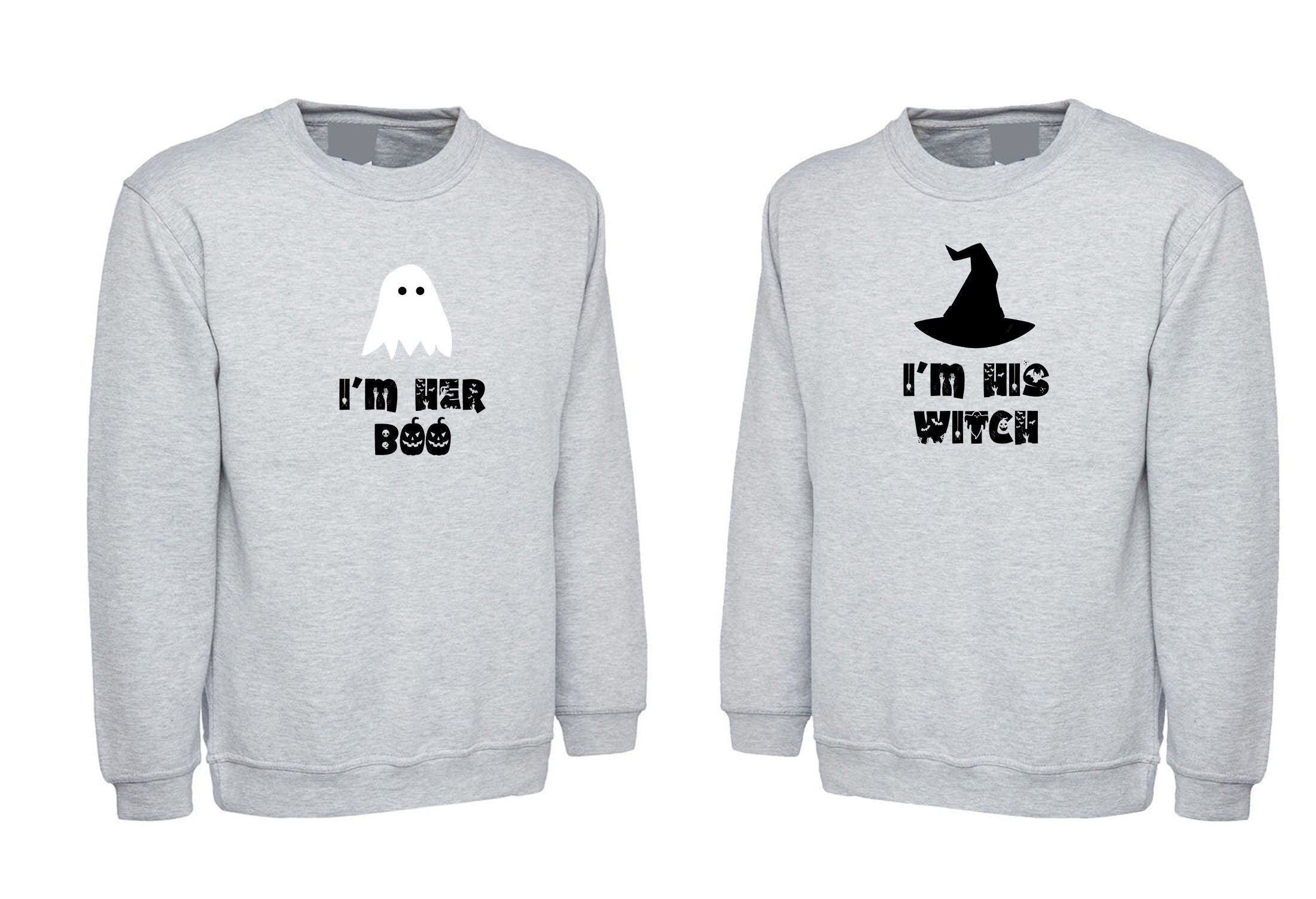 Couple matching funny halloween shirts i'm his i'm her sweatshirt jumper sweater shirt scary ghost boo joke engaged married top