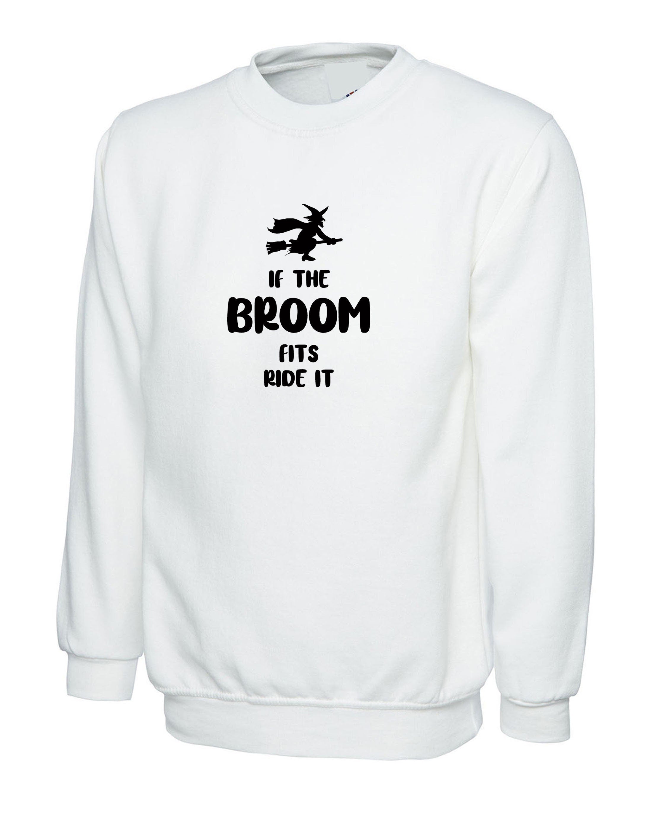 If the broom fits ride it sweatshirt jumper sweater shirt funny halloween outfit horror funny american gothic witch ladies costume