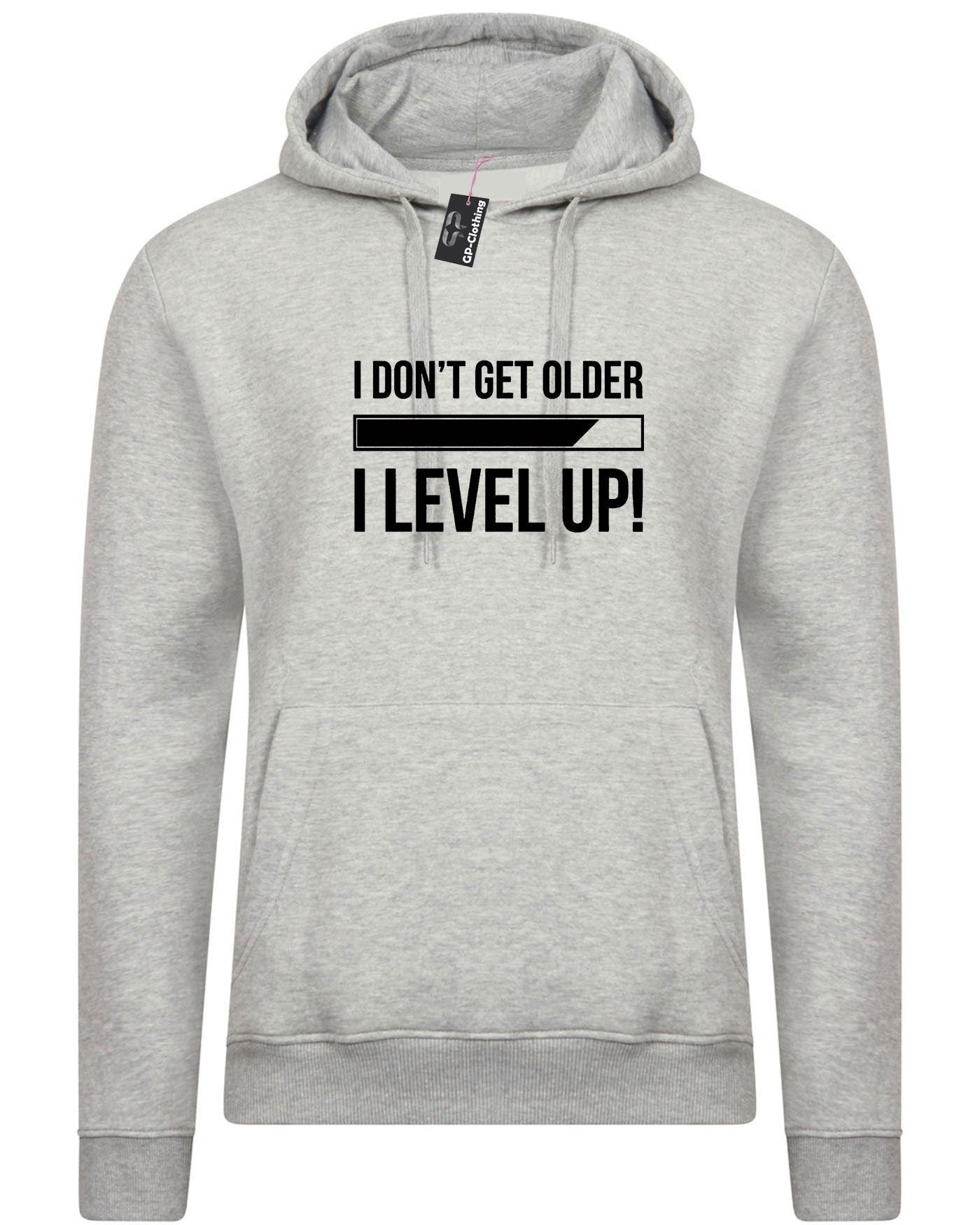 I don't get older i level up funny hoodie hoody hood hooded birthday gift brother sister gamer friend christmas eid game lover joke