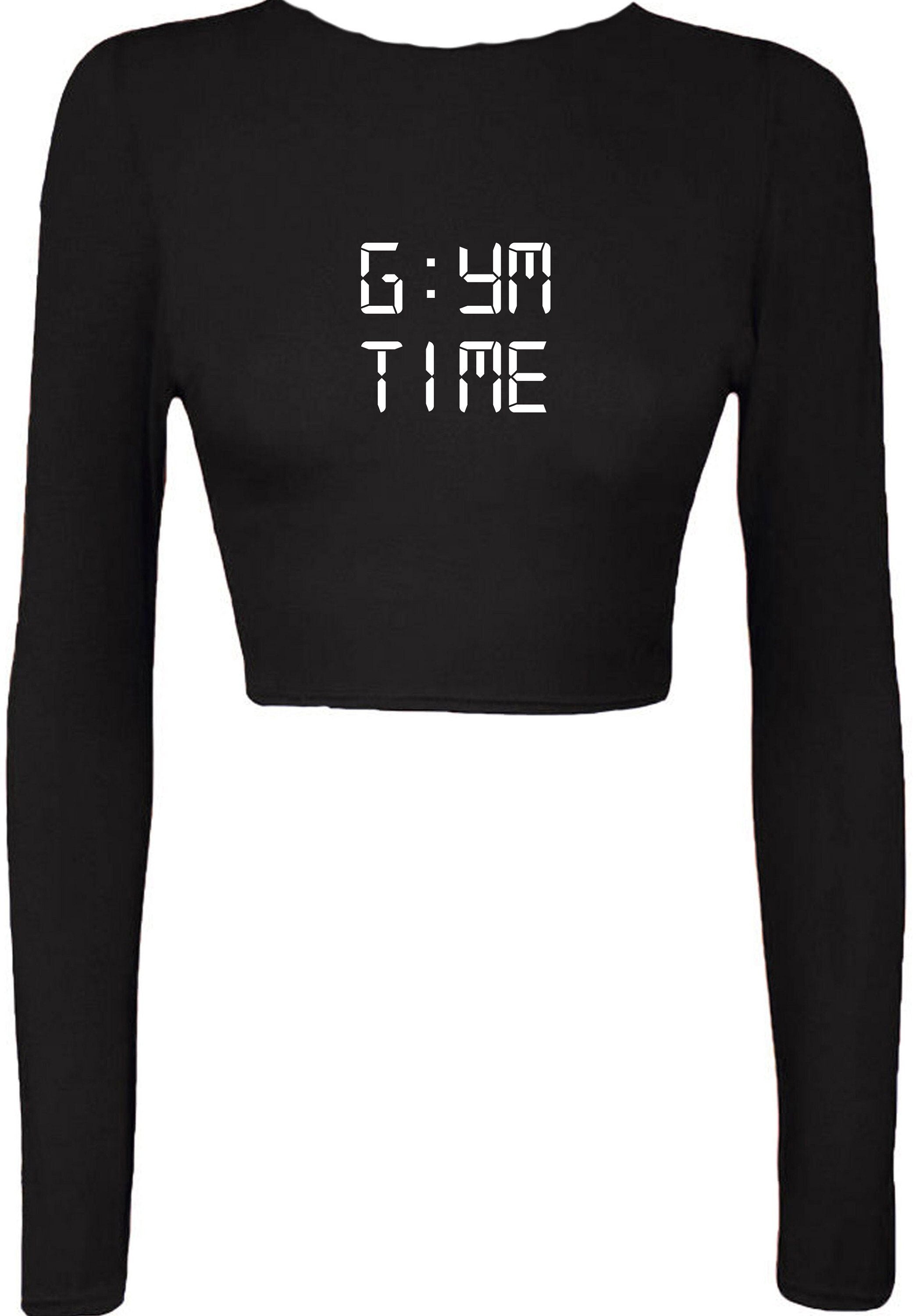 Gym time funny mens womens ladies crop tops crop-top gift for gym lovers workout exercise nma boxing jigging yoga analog