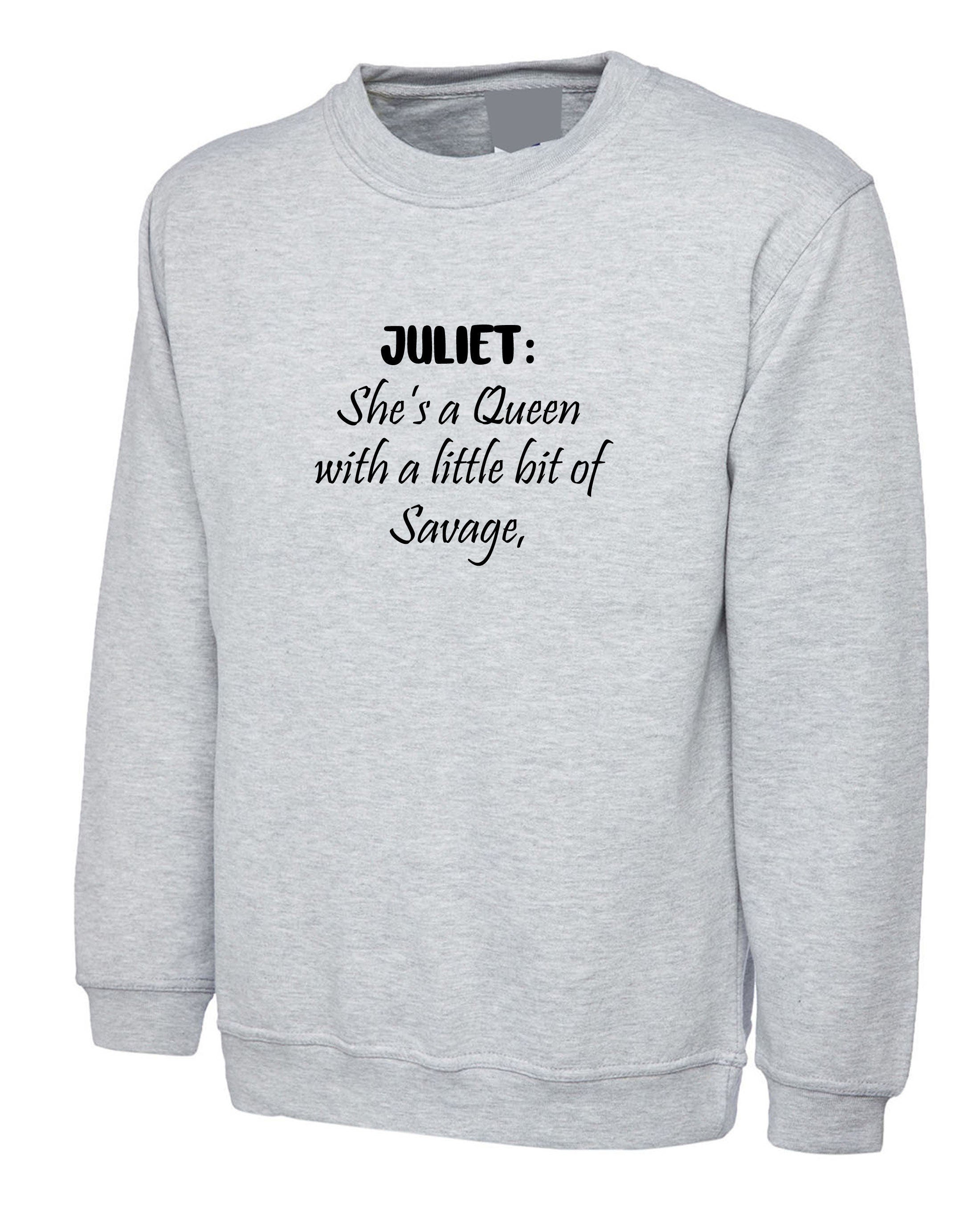 She's a queen with a little bit of savage funny ladies personalized customized sweatshirt jumper sweater shirt eid birthday gift