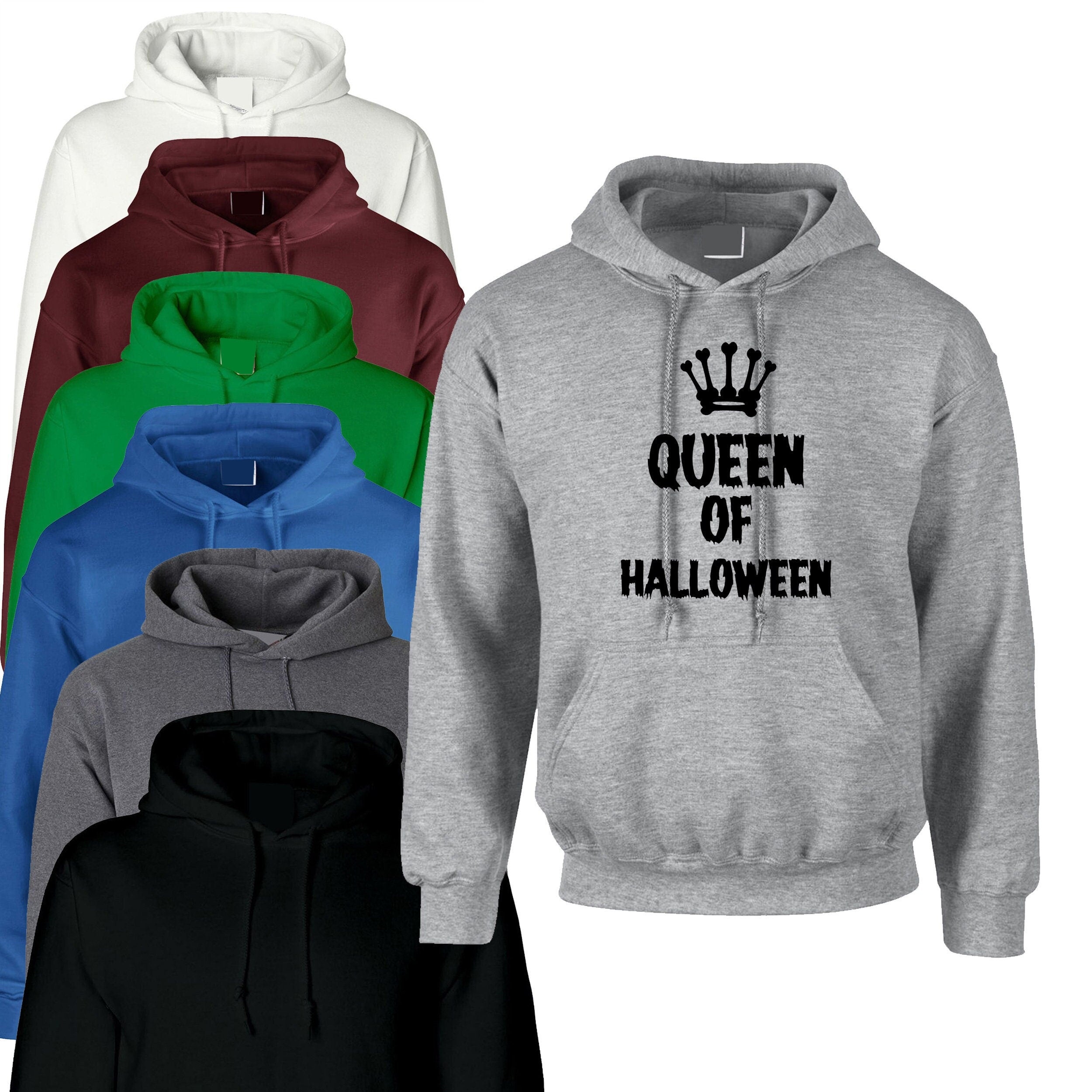 Ladies womens funny halloween outfit halloween costume queen of halloween hoodie hoody hood hooded horror joke gift present