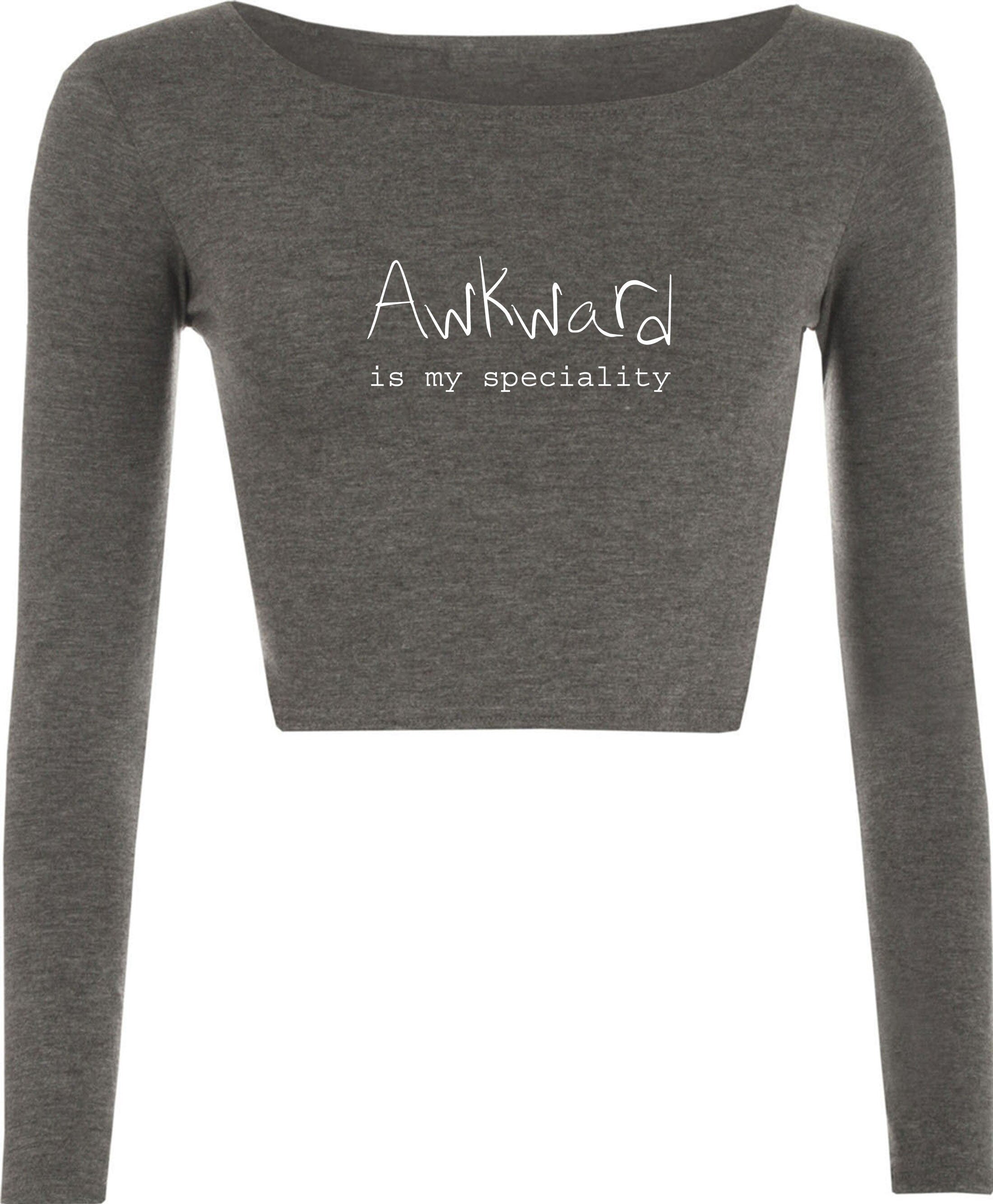 Awkward is my speciality funny unisex ladies womens mens crop tops crop-top croptops joke birthday xmas rude sarcastic dumb