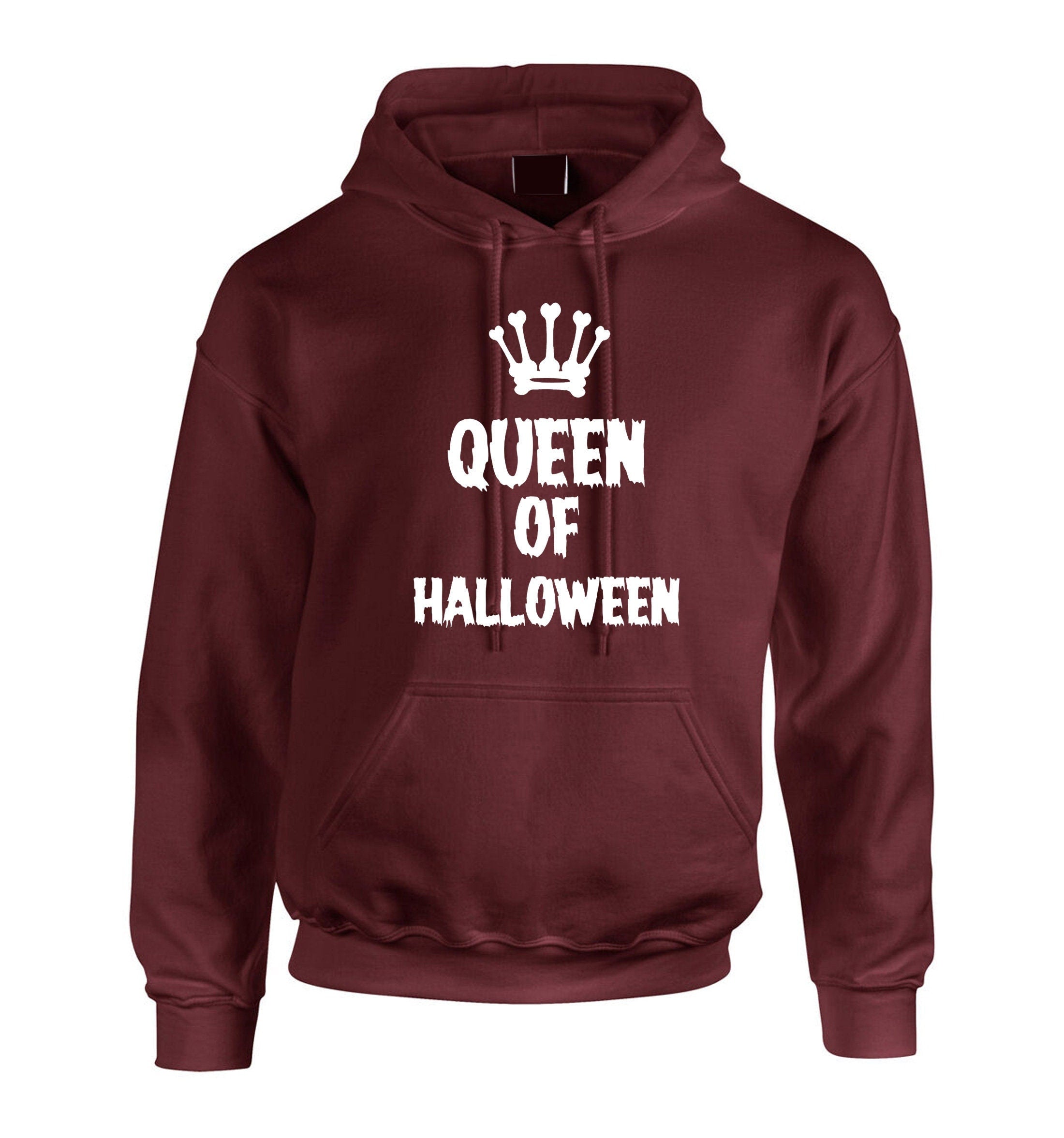 Ladies womens funny halloween outfit halloween costume queen of halloween hoodie hoody hood hooded horror joke gift present