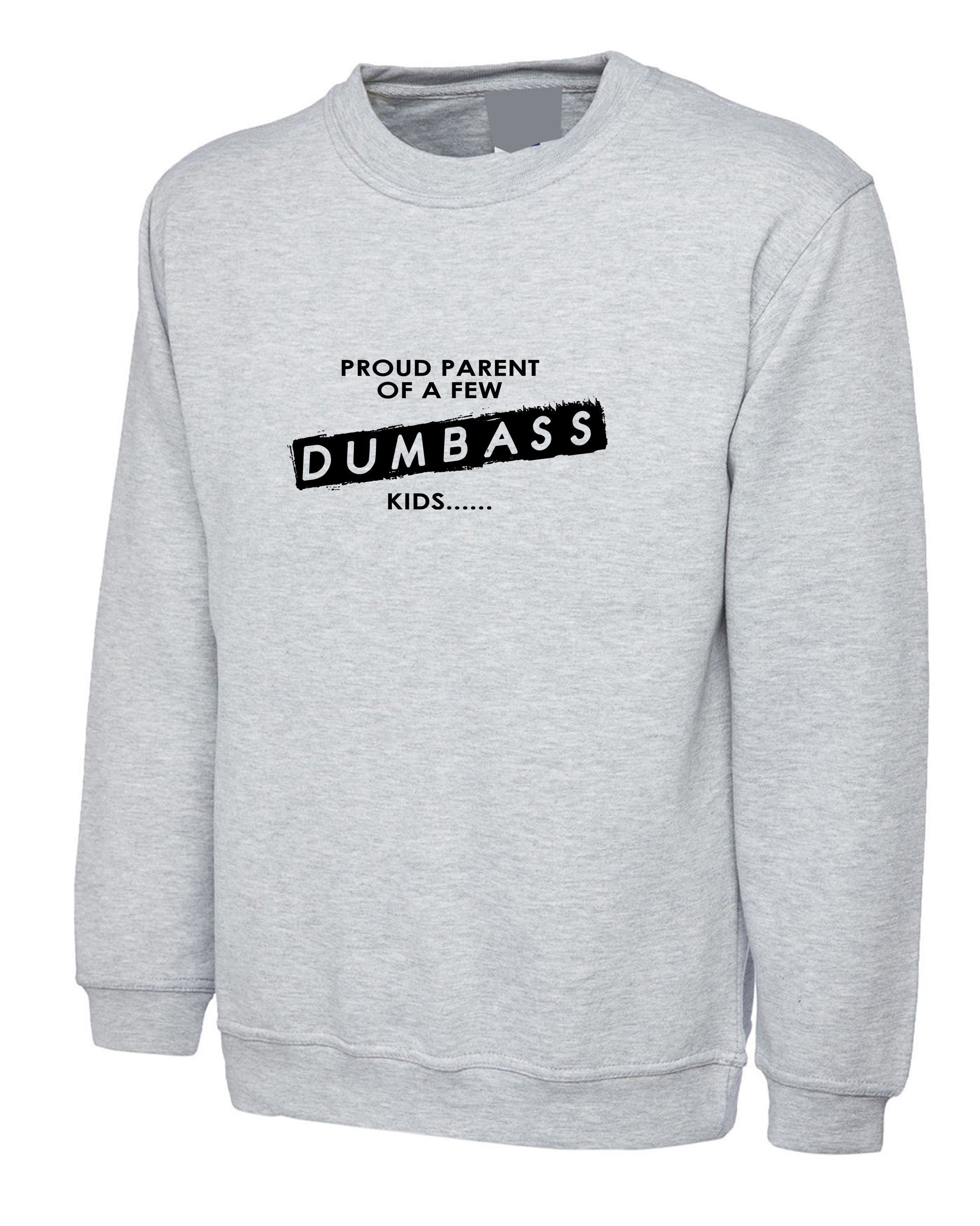 Proud parent of a few dumbass kids funny gift sweatshirt jumper sweater shirt present for parents naughty kids birthday joke unisex