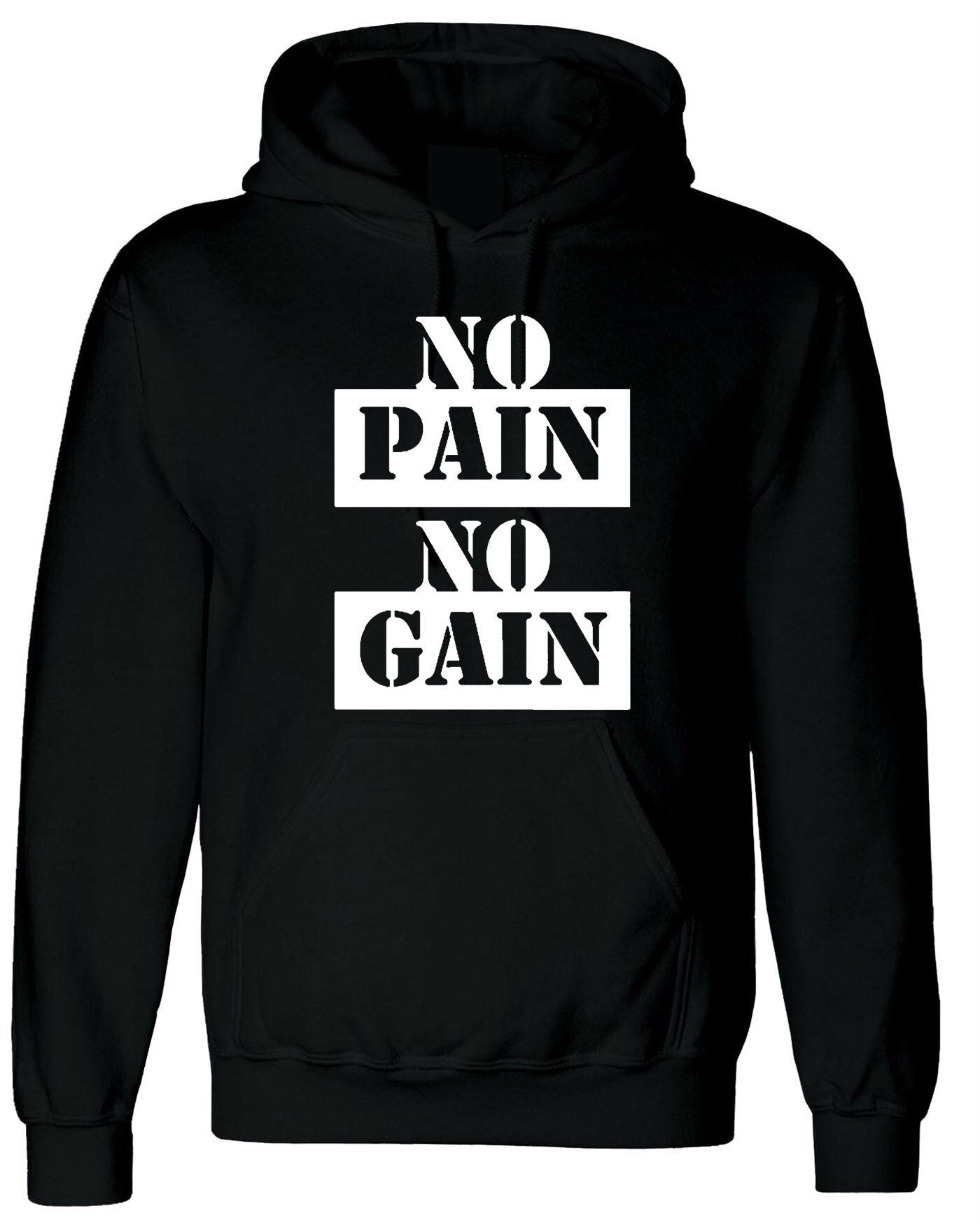 No pain no gain gym body building hoodie hoody hood hooded motivational workout exercise nma boxing unisex mens top