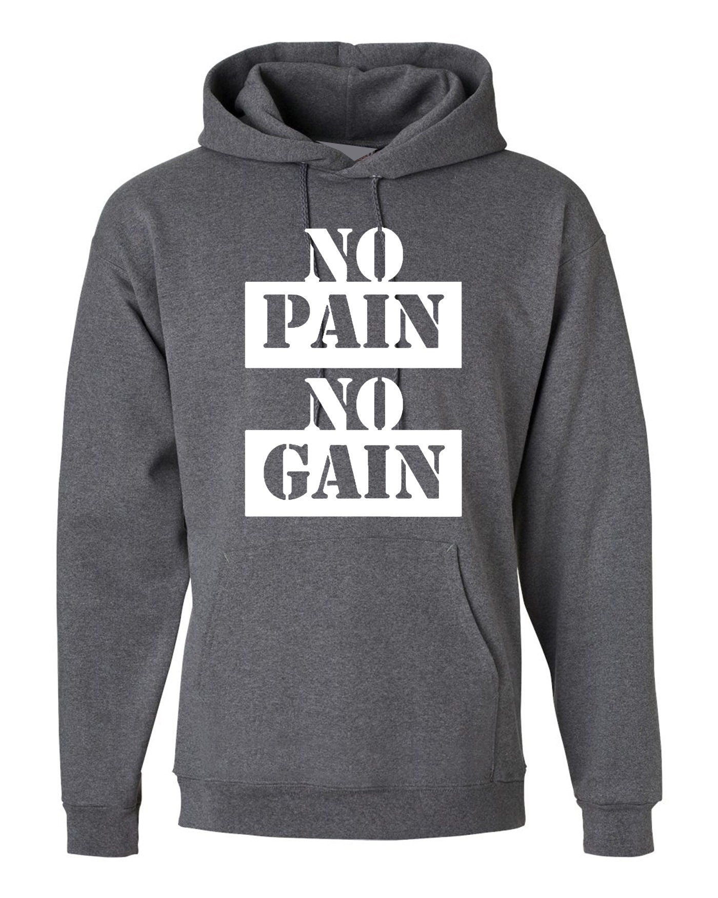 No pain no gain gym body building hoodie hoody hood hooded motivational workout exercise nma boxing unisex mens top