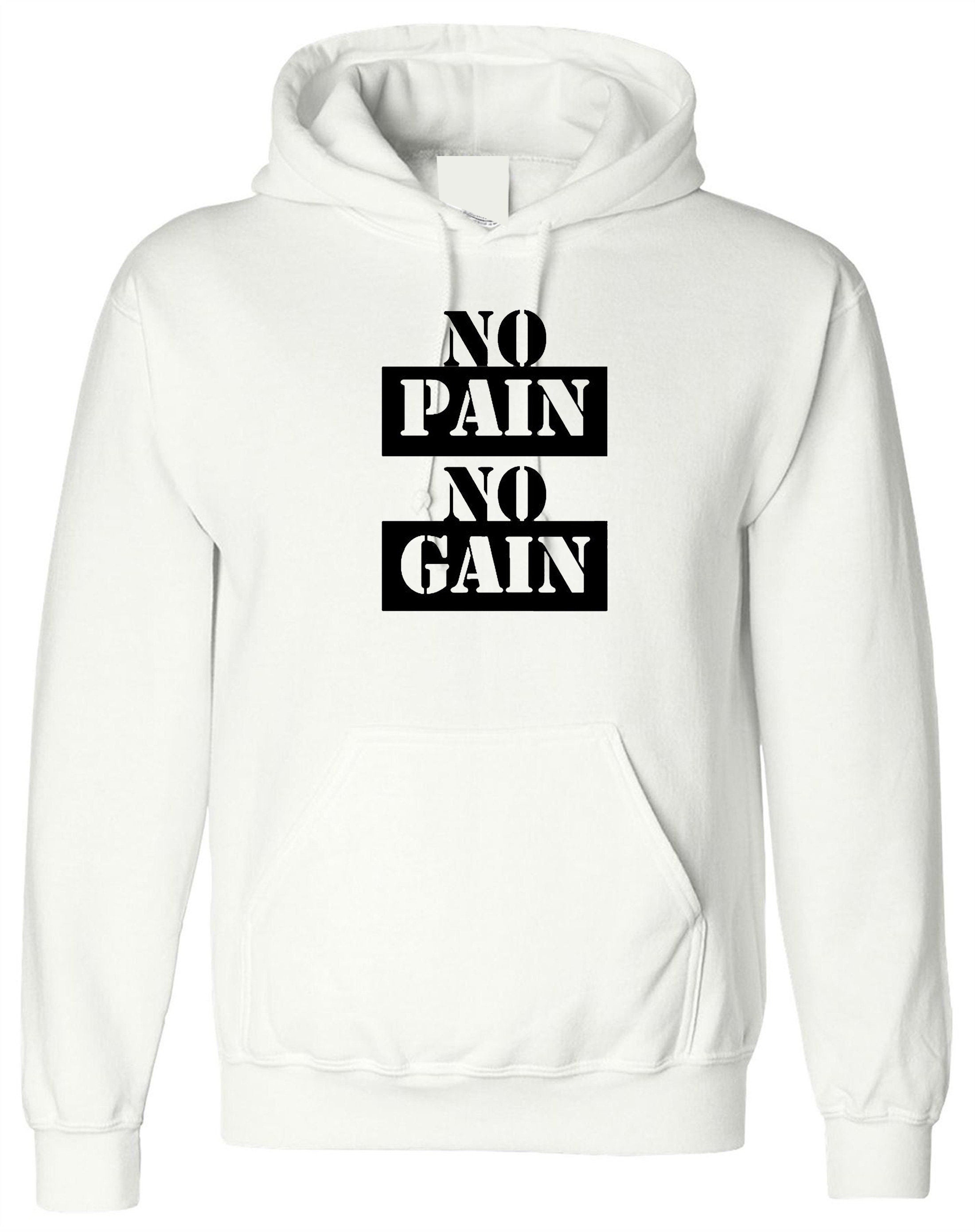 No pain no gain gym body building hoodie hoody hood hooded motivational workout exercise nma boxing unisex mens top