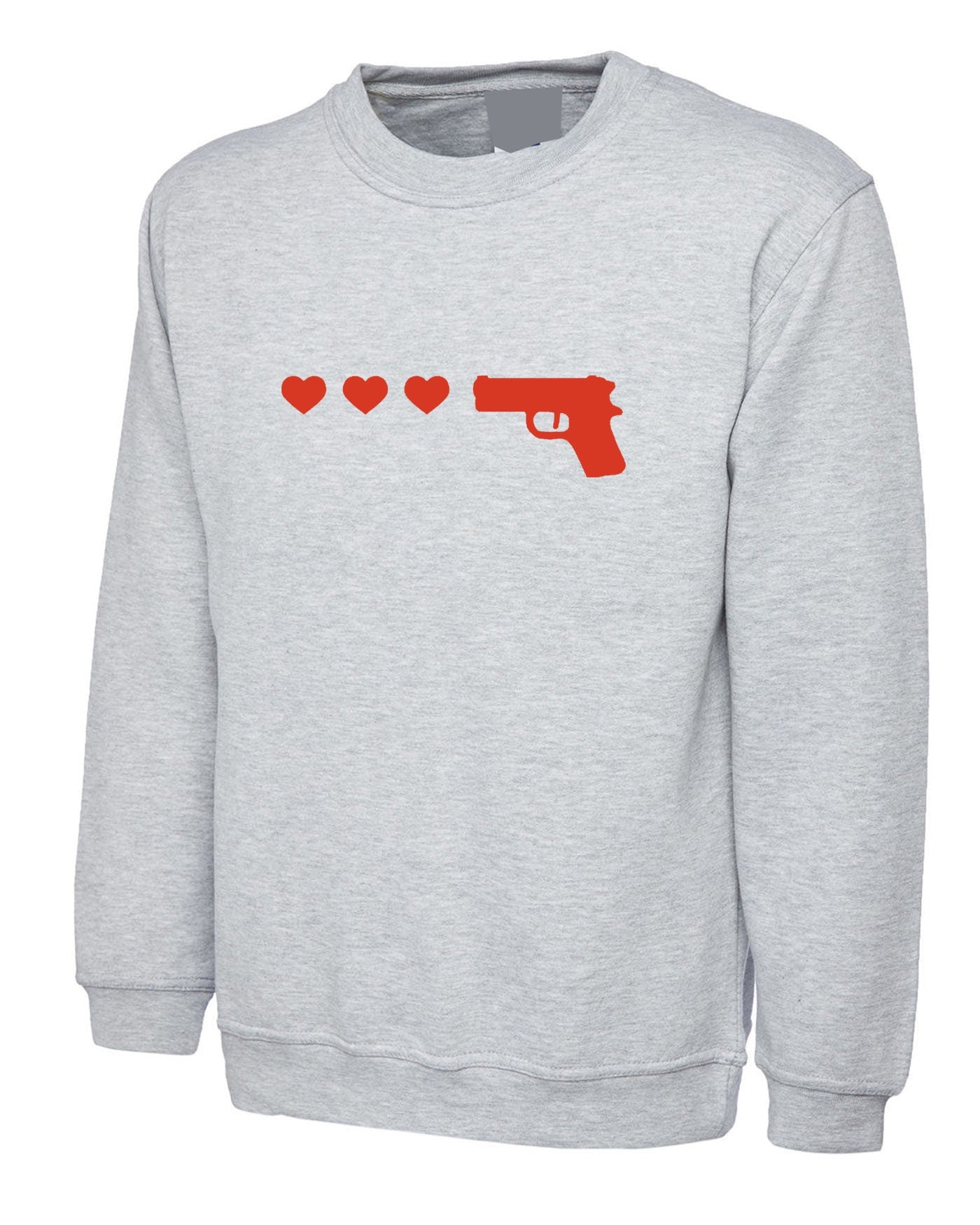 Gun hearts ringer sweatshirt jumper sweater shirt top cute kawaii womens tumblr hipster grunge present