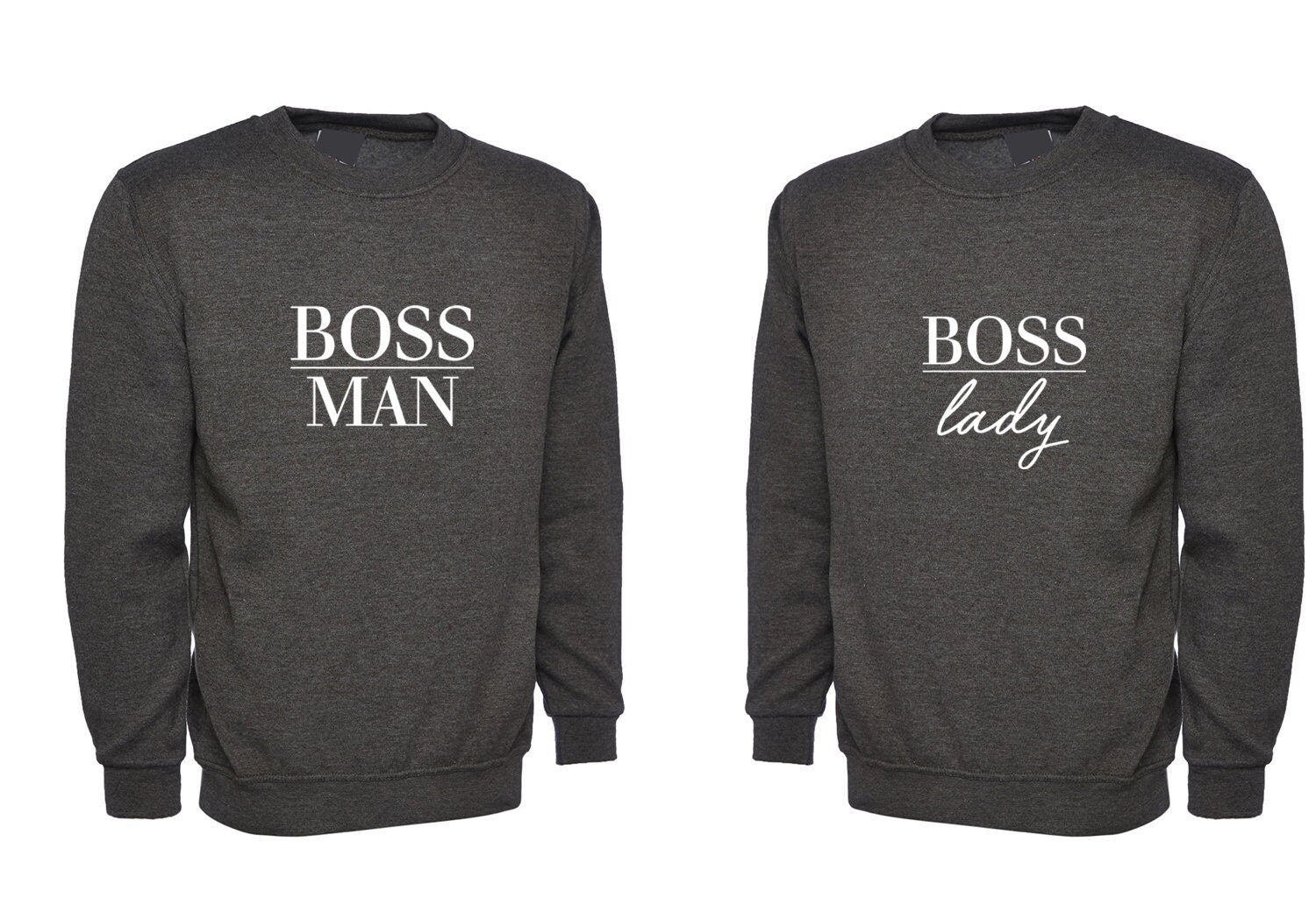 Couple matching sweatshirt jumper sweater shirt boss man boss lady just married engaged valentines funny joke gift wedding anniversary