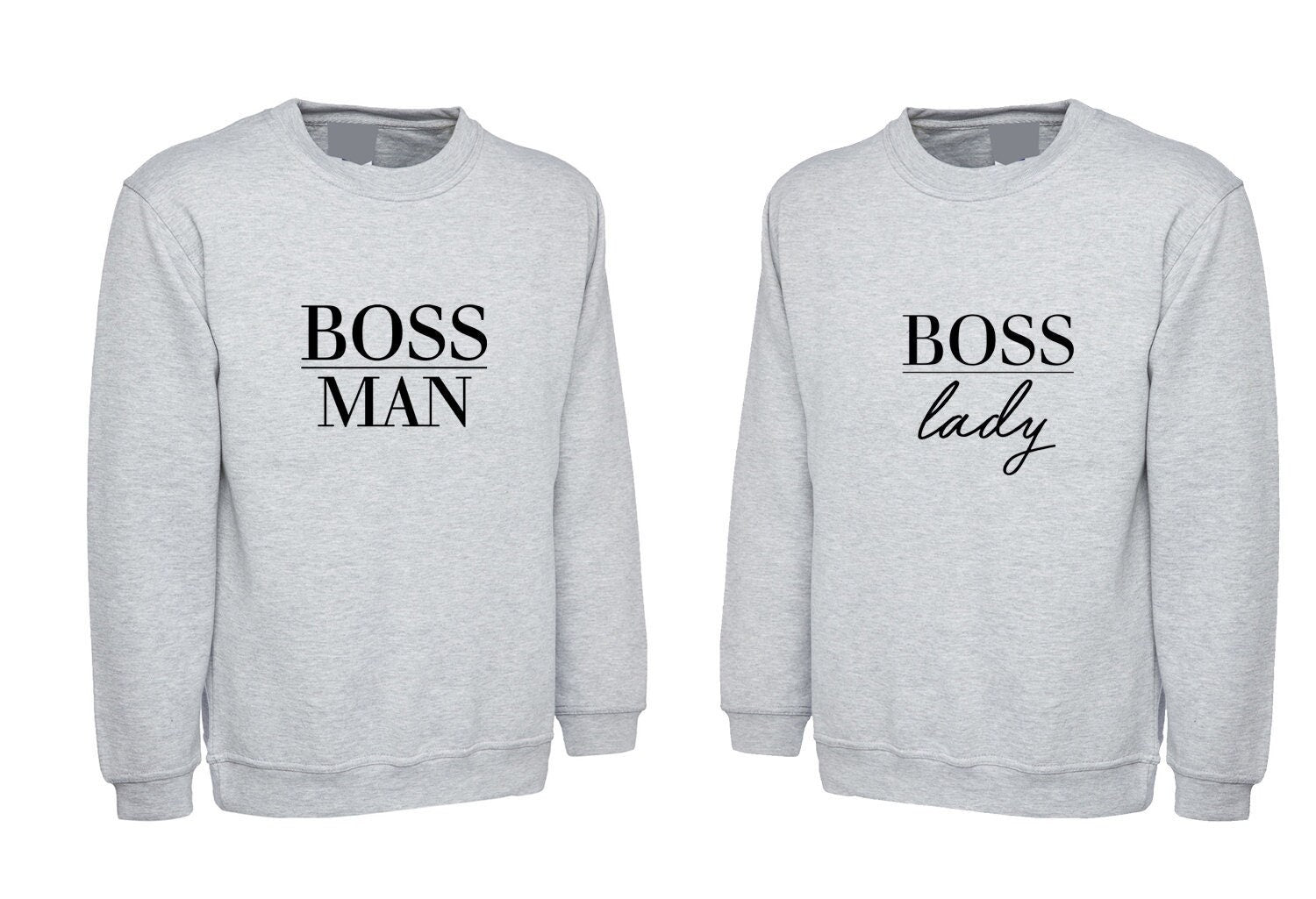 Couple matching sweatshirt jumper sweater shirt boss man boss lady just married engaged valentines funny joke gift wedding anniversary