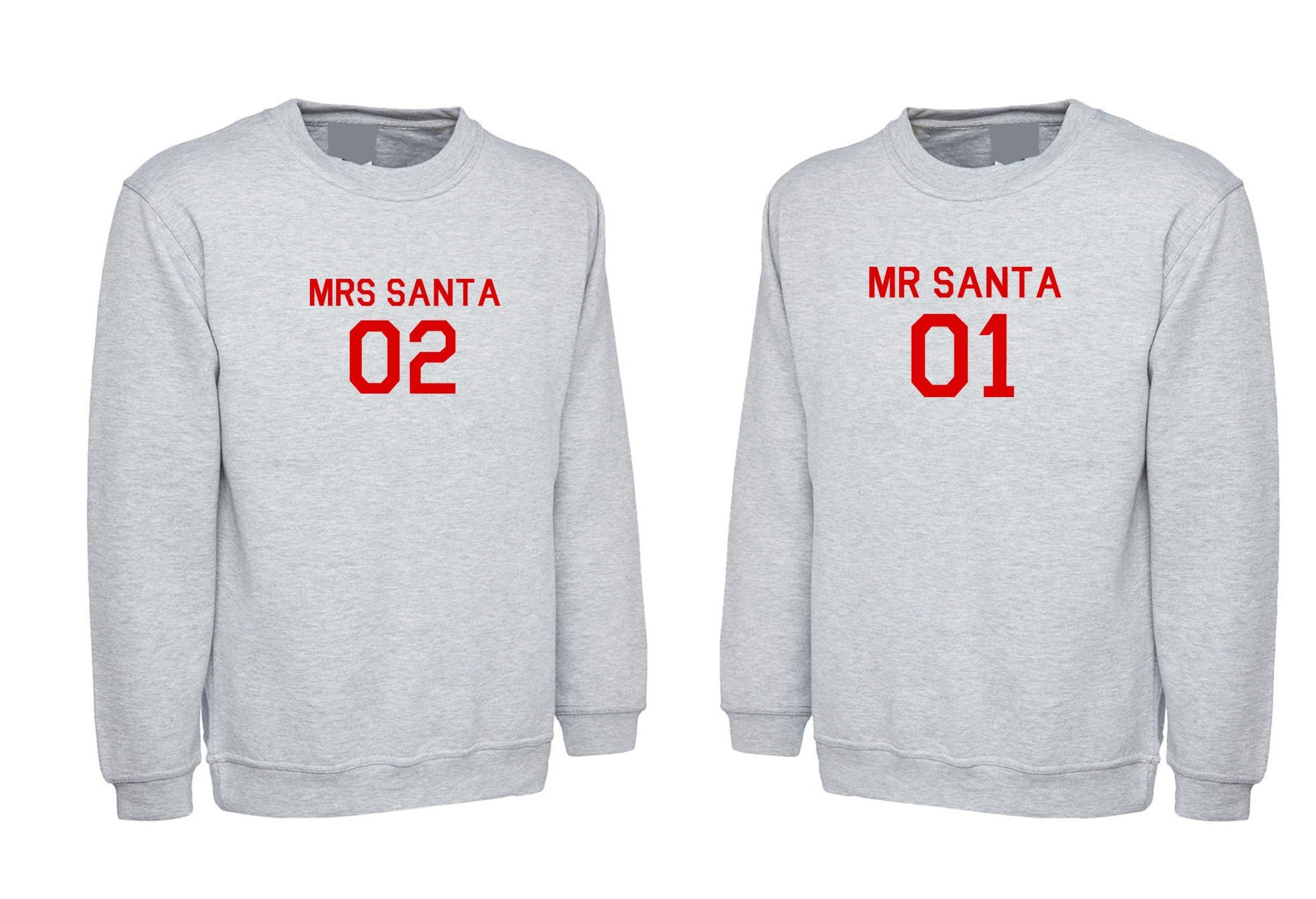 Couple matching christmas sweatshirt jumper sweater shirt mr. santa 01 mrs. santa 02 customized personalized name gift cute xmas top outfit