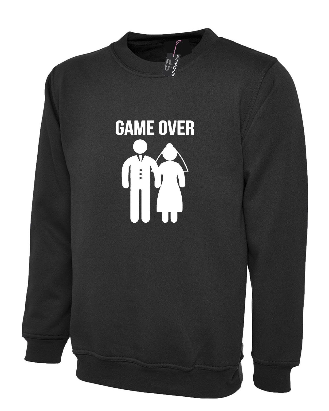 Funny game over sweatshirt jumper sweater shirt gift for newly married couple marriage wedding wife husband joke idea present