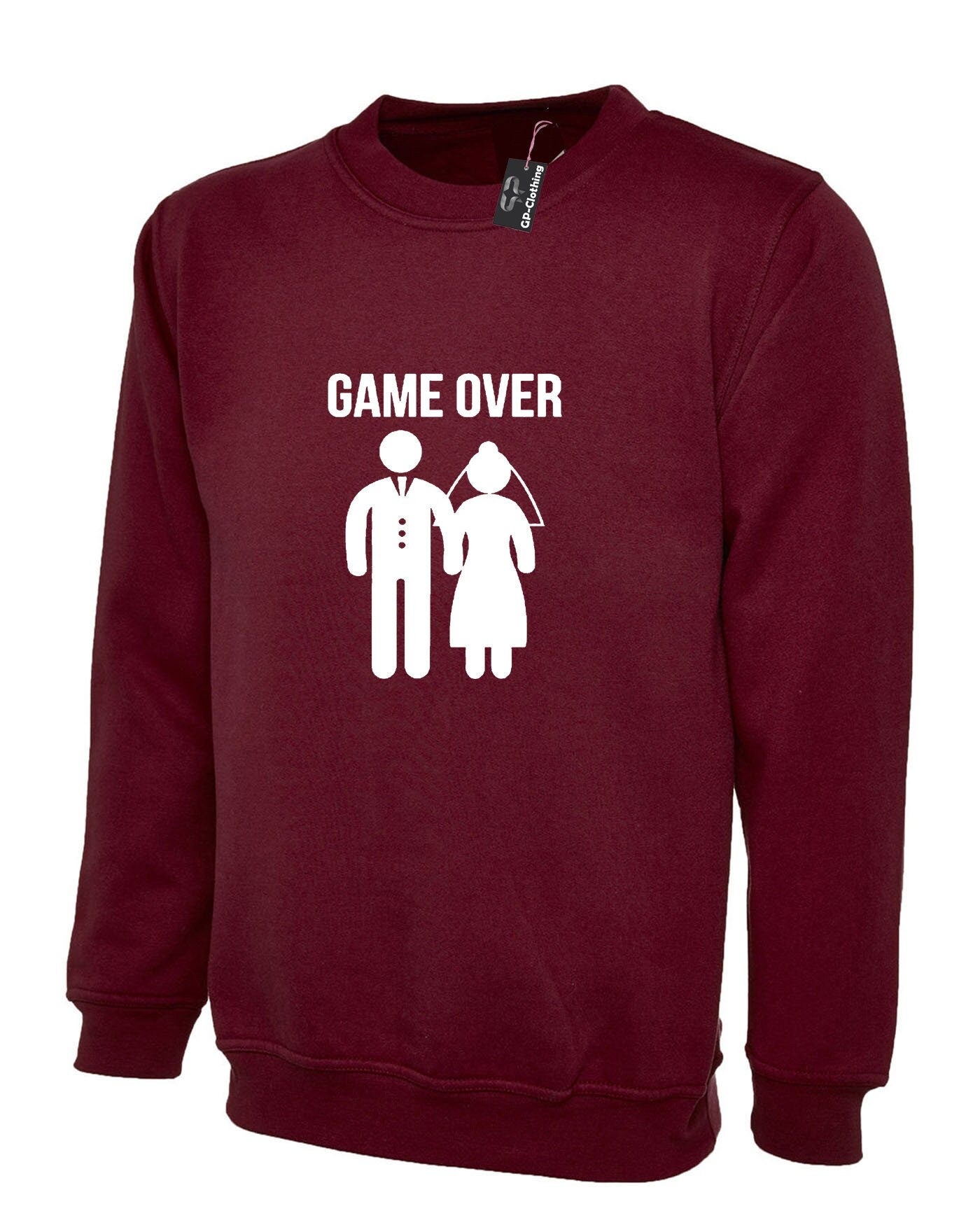 Funny game over sweatshirt jumper sweater shirt gift for newly married couple marriage wedding wife husband joke idea present