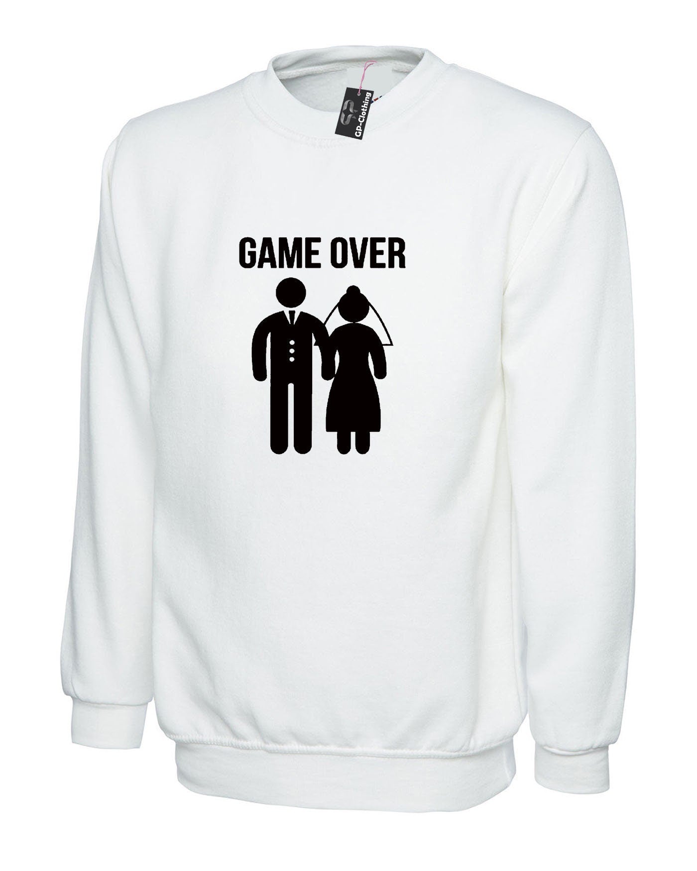 Funny game over sweatshirt jumper sweater shirt gift for newly married couple marriage wedding wife husband joke idea present