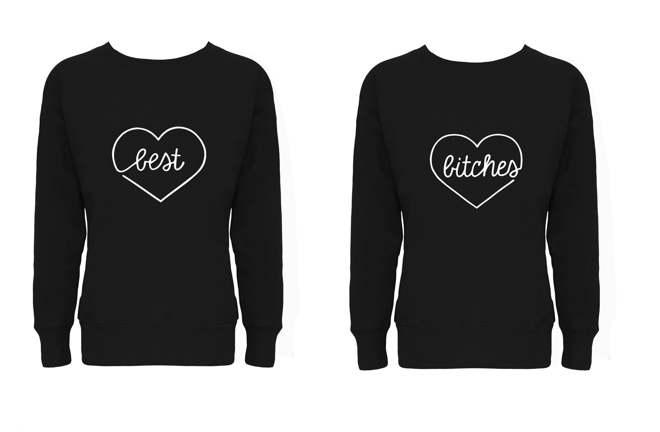 Funny ladies couple matching sweatshirt jumper sweater shirt bff best bitches friends forever top gift for friends womens birthday present