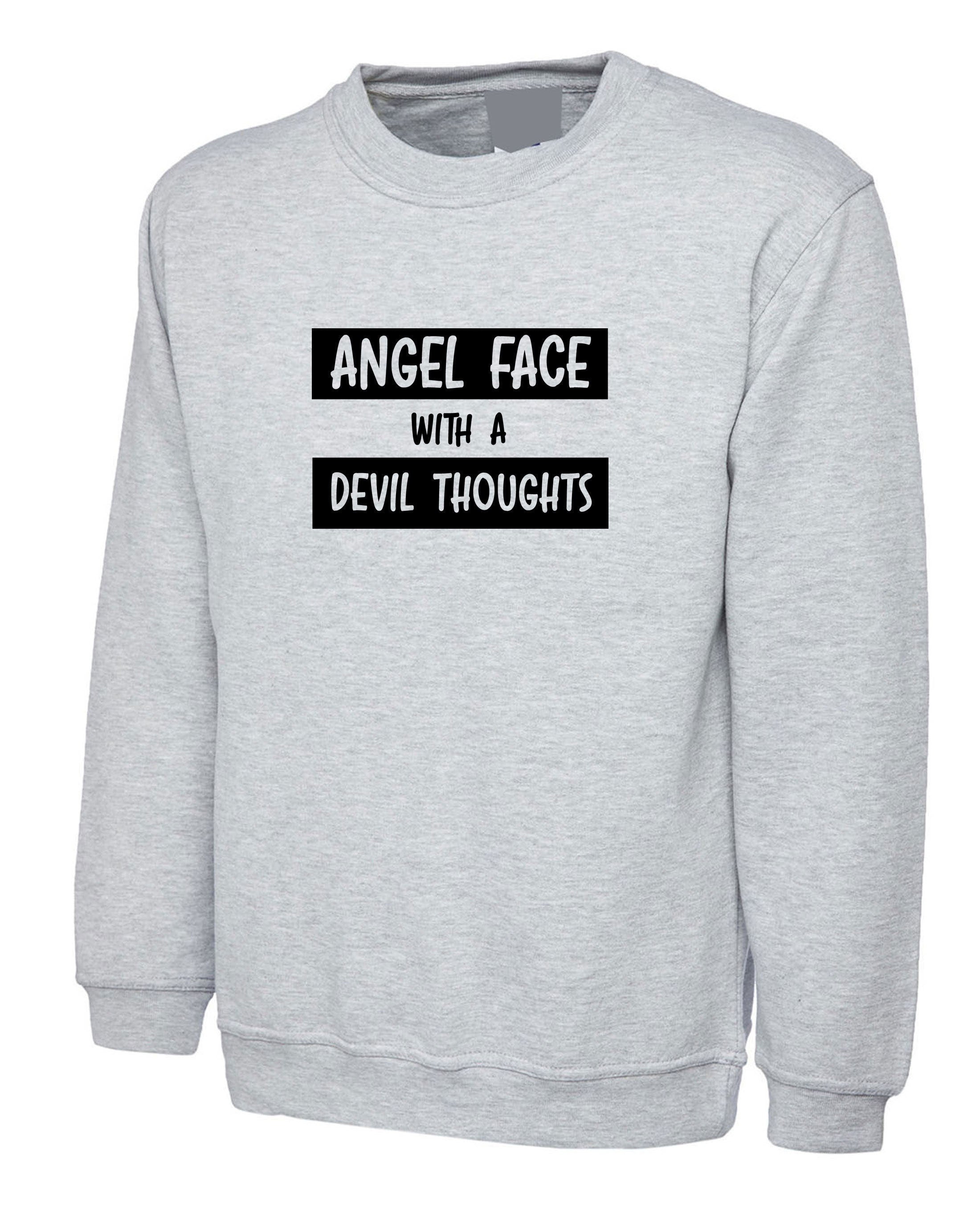 Ladies angel with devil thoughts funny sweatshirt jumper sweater shirt christmas birthday gift joke xmas present