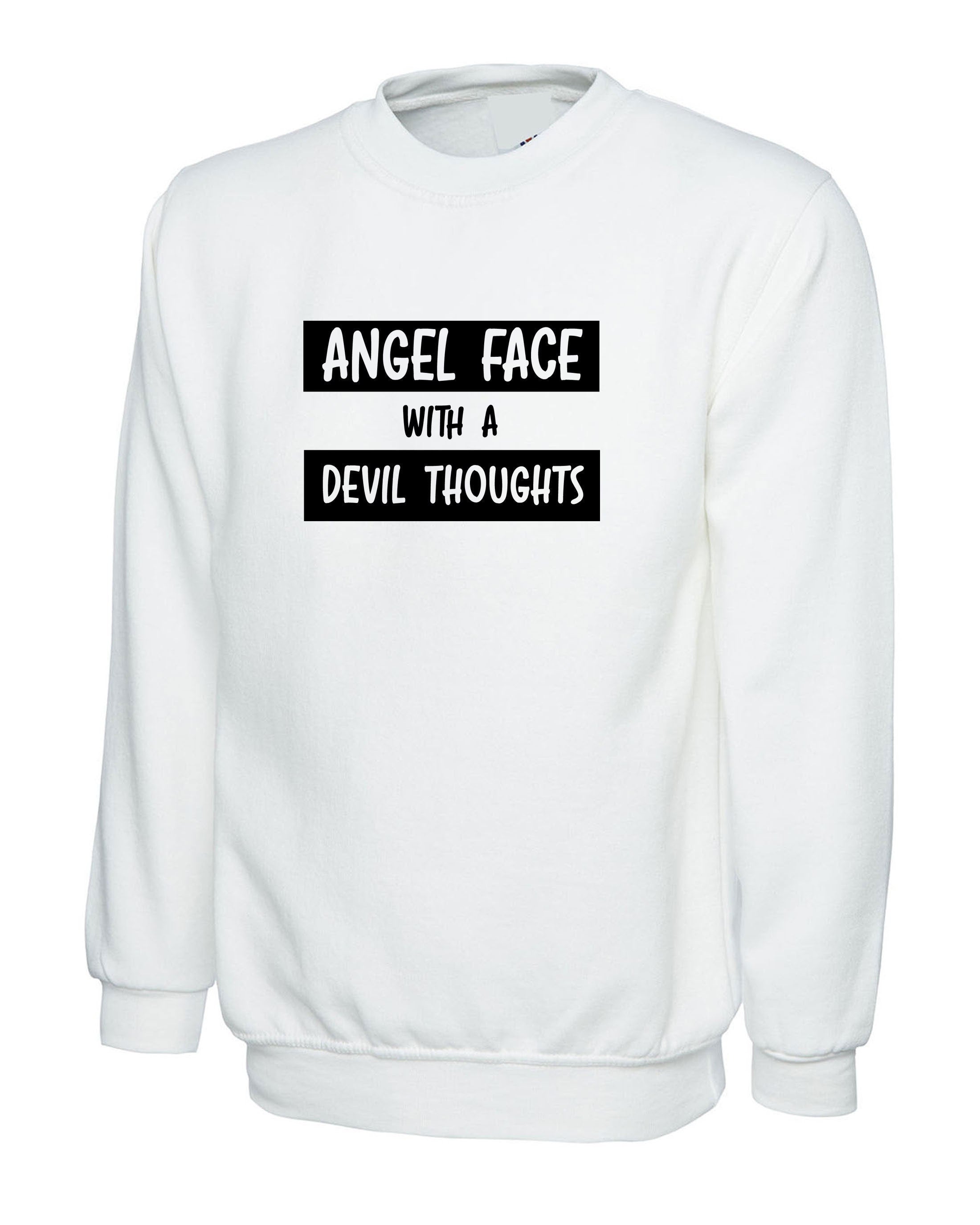 Ladies angel with devil thoughts funny sweatshirt jumper sweater shirt christmas birthday gift joke xmas present