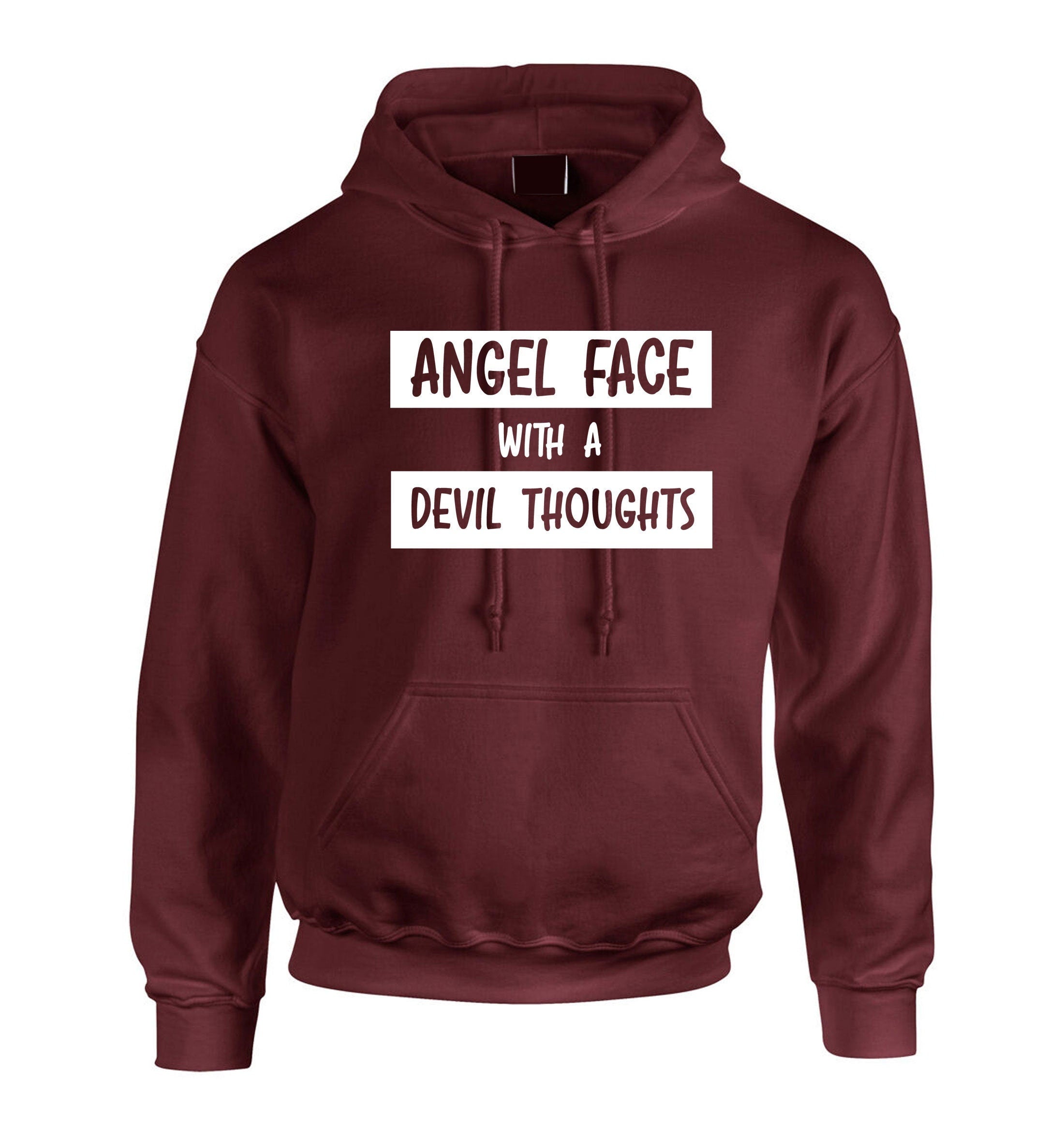 Ladies angel with devil thoughts funny hoodie hoody hood hooded christmas birthday gift joke xmas present