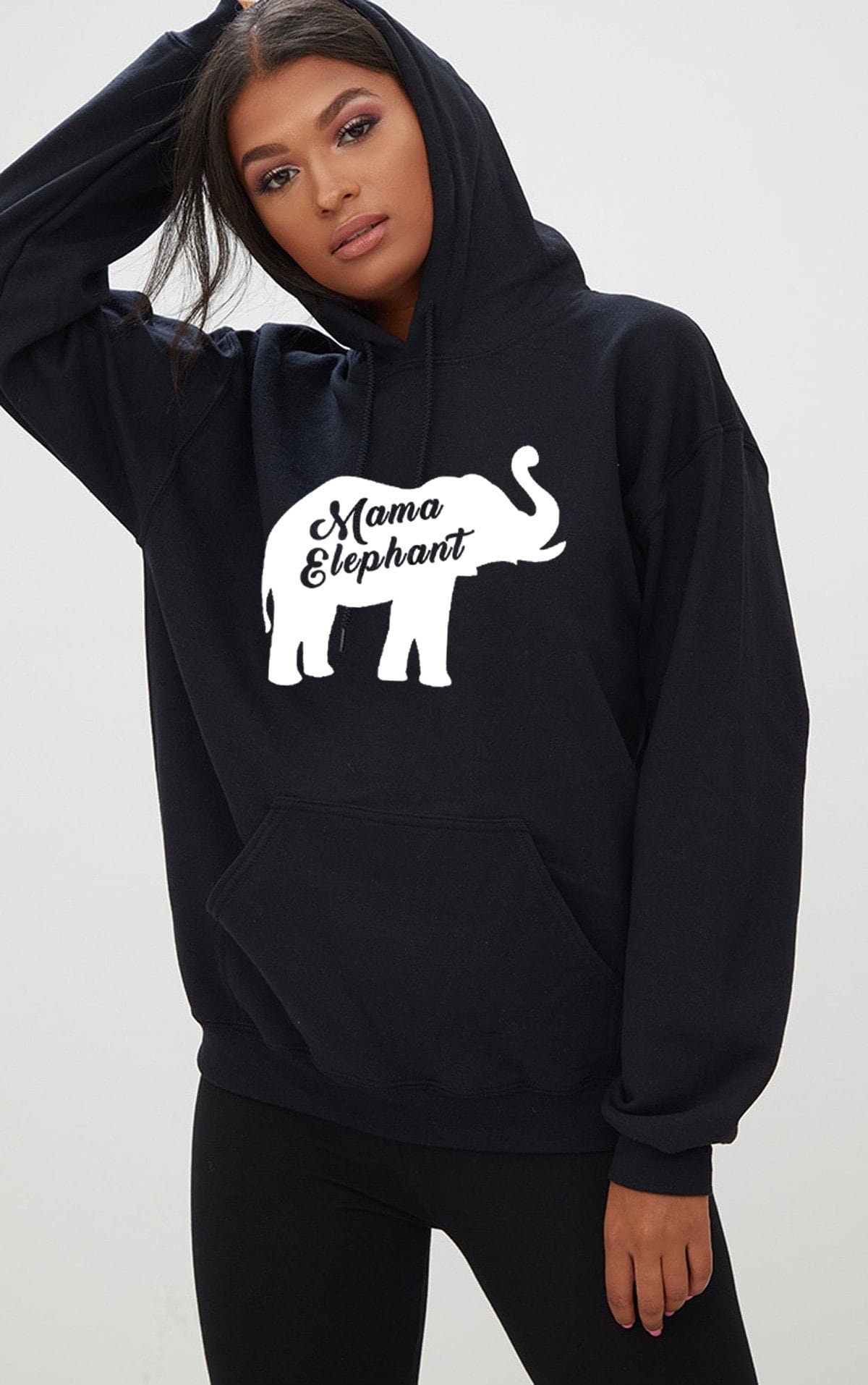 Mama elephant hoodie hoody hood hooded ladies mother's day birthday joke gift mum mama funny present christmas