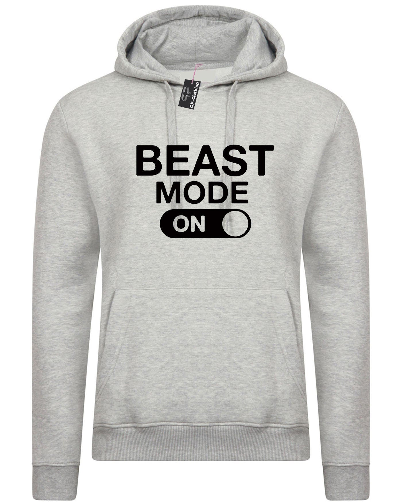 Beast mode on hoodie hoody hood hooded mens funny gym no pain no gain cardio training muscle motivation mma boxing top