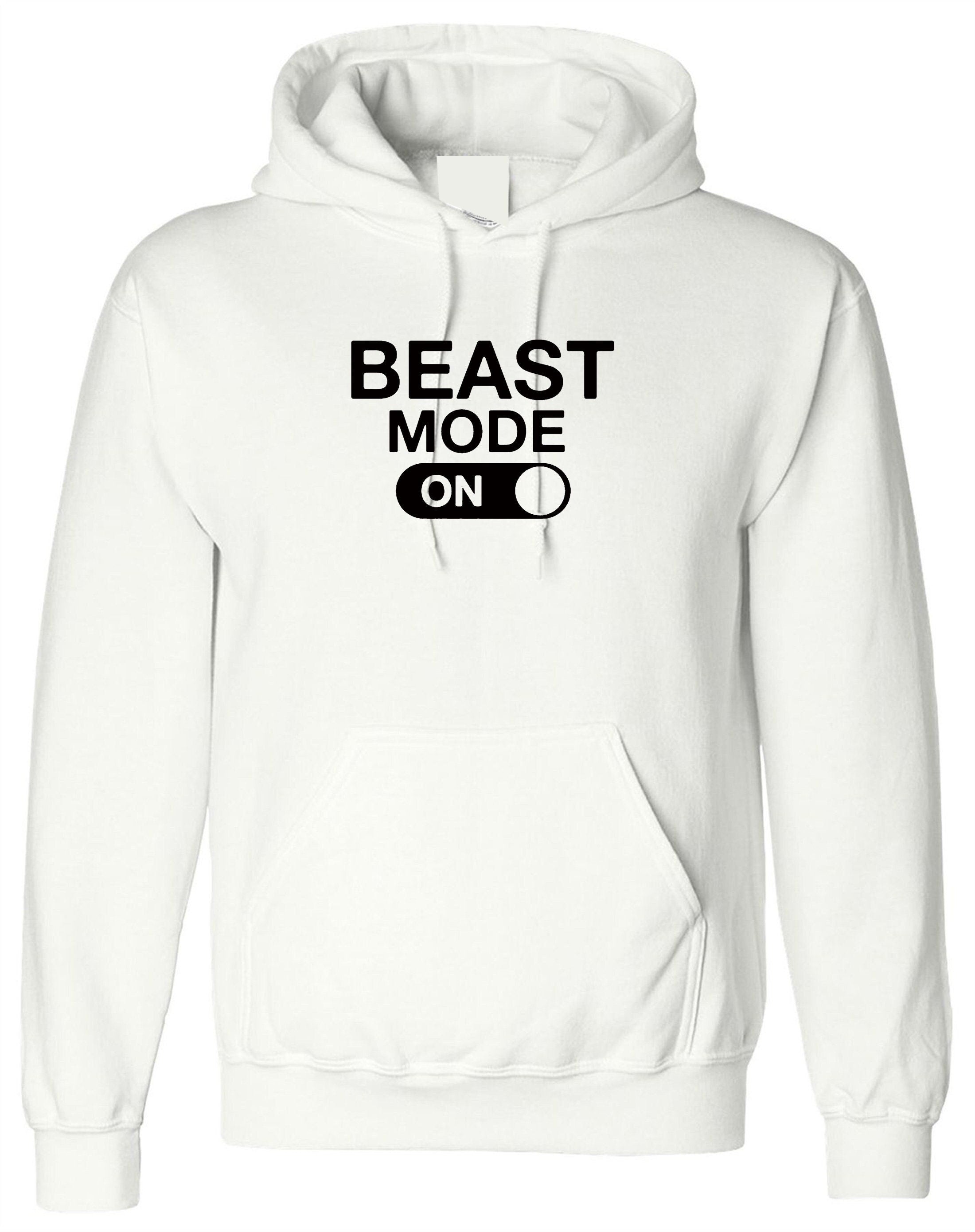 Beast mode on hoodie hoody hood hooded mens funny gym no pain no gain cardio training muscle motivation mma boxing top