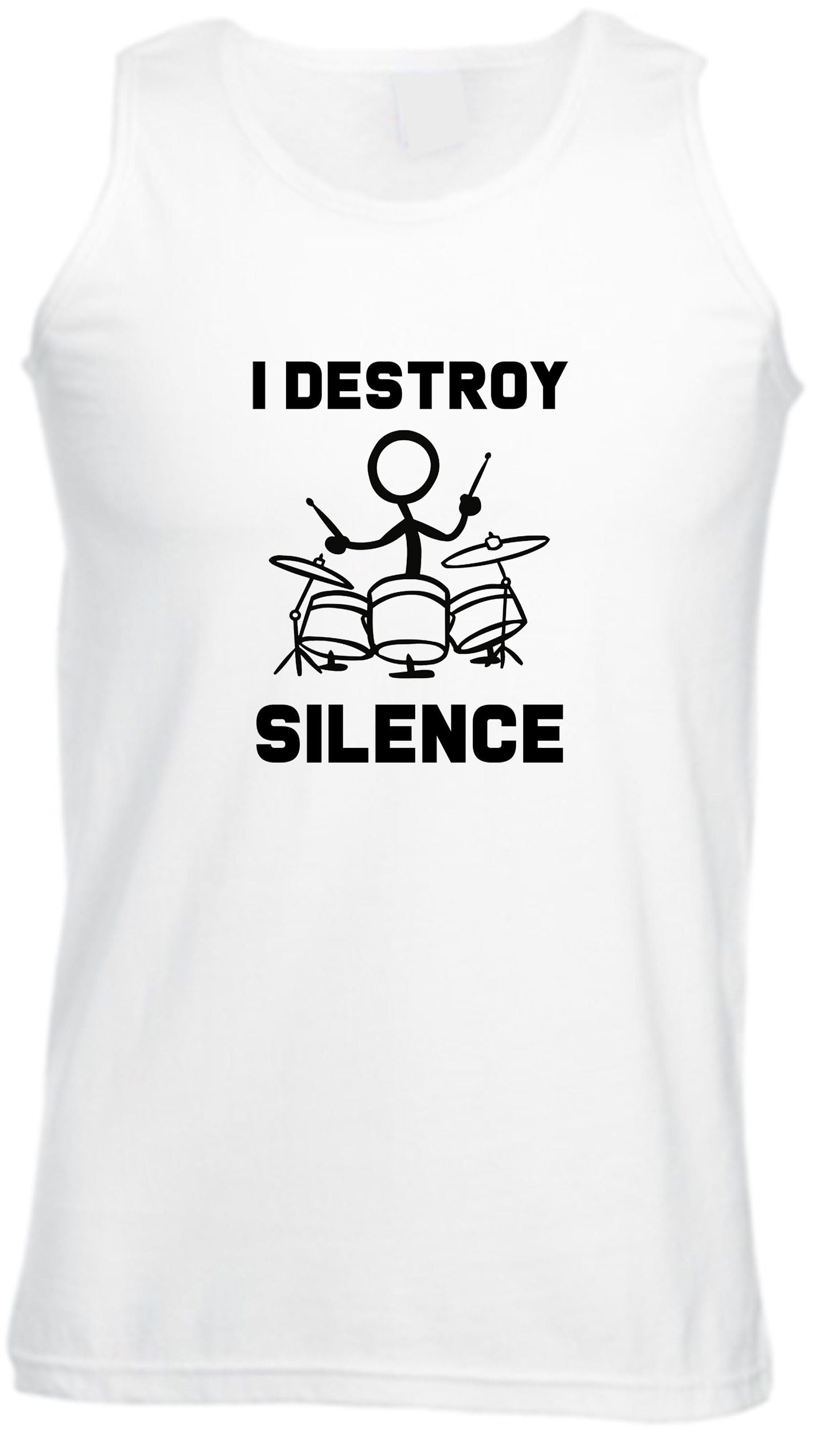 I destroy silence vest vests gym workout exercise jogging gift for drummer drum beater mens womens ladies funny gift music band present