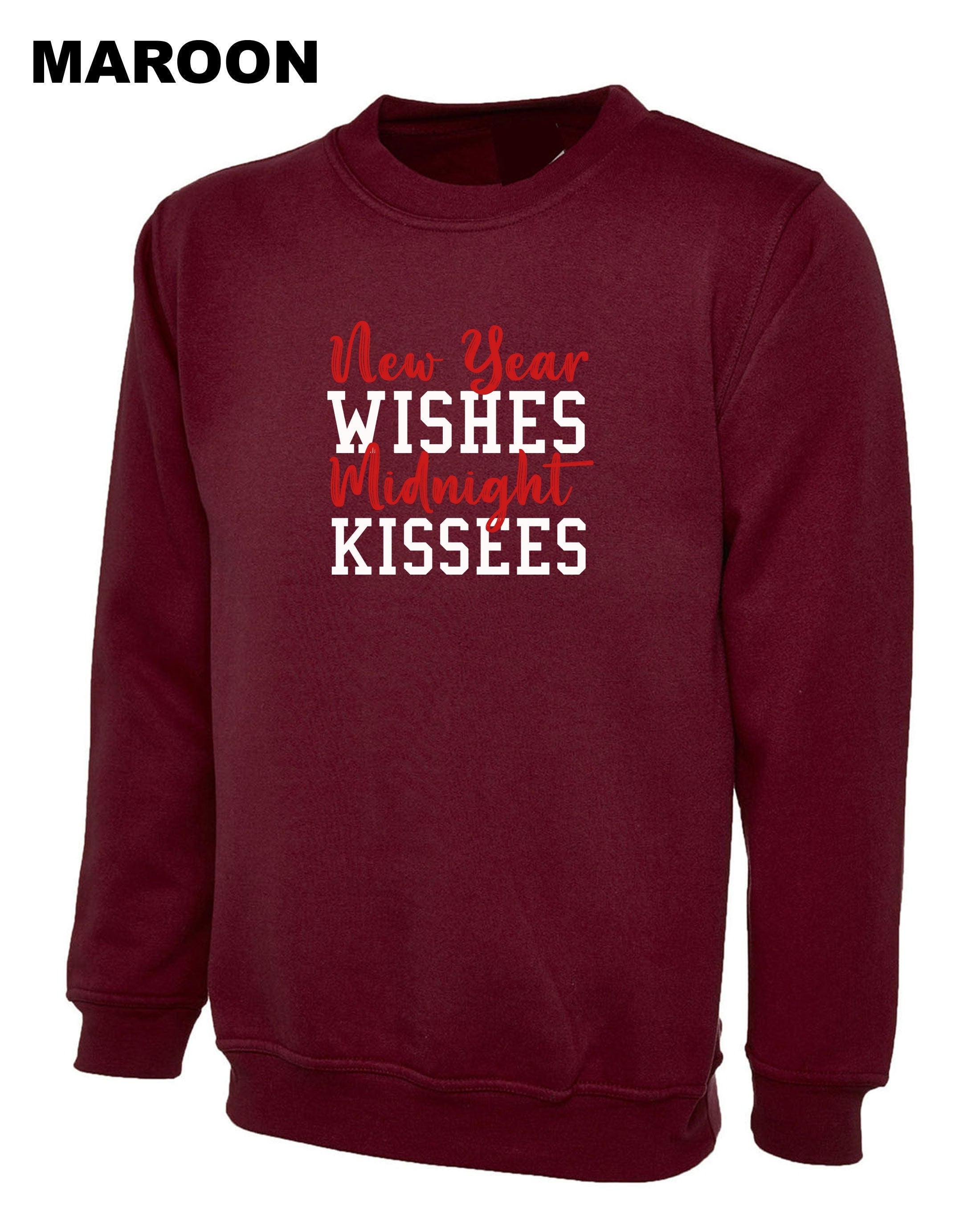 New year wishes midnight kisses funny new year sweatshirt jumper sweater shirt happy new year 2022 joke couple gift joke top