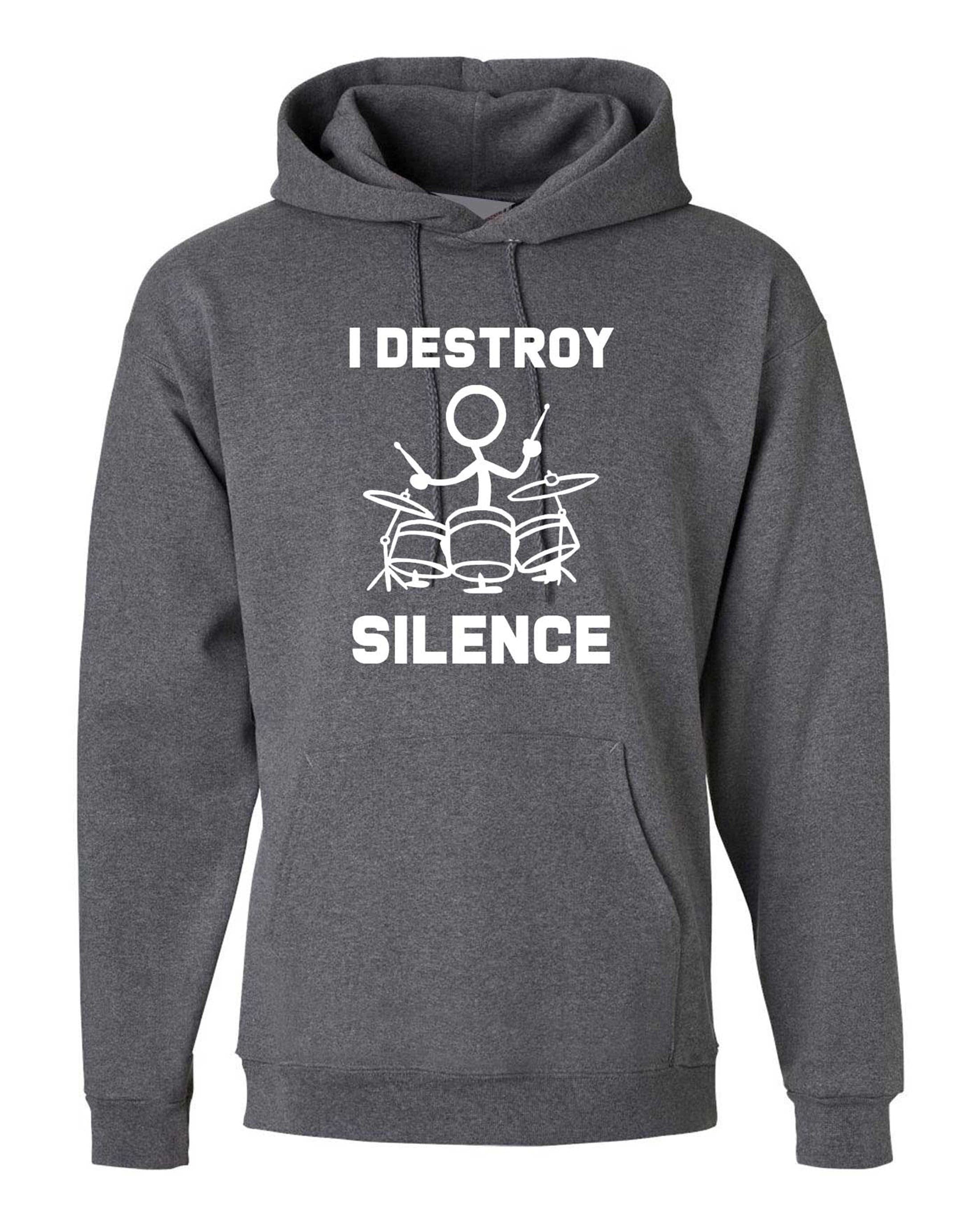 I destroy silence hoodie hoody hood hooded gift for drummer drum beater mens womens ladies funny gift music band present