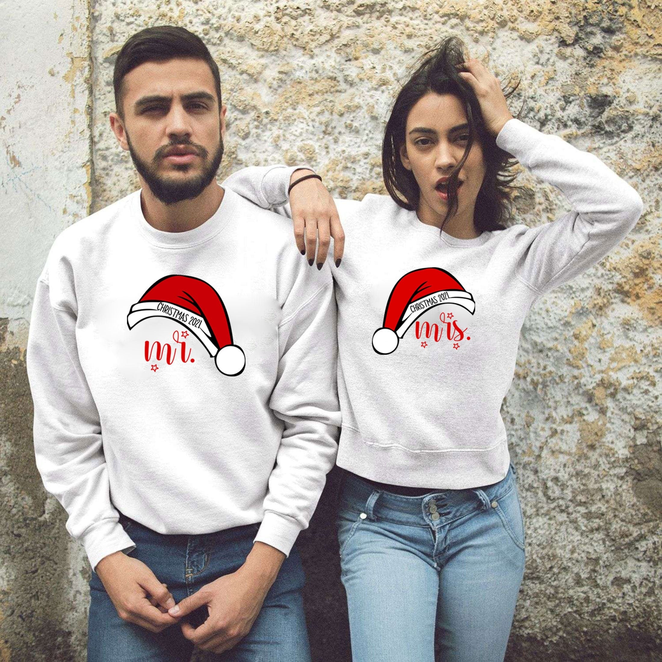 Mr and mrs christmas shirts, matching couple sweatshirt jumper christmas married custom couple christmas sweaters, couple matching shirts