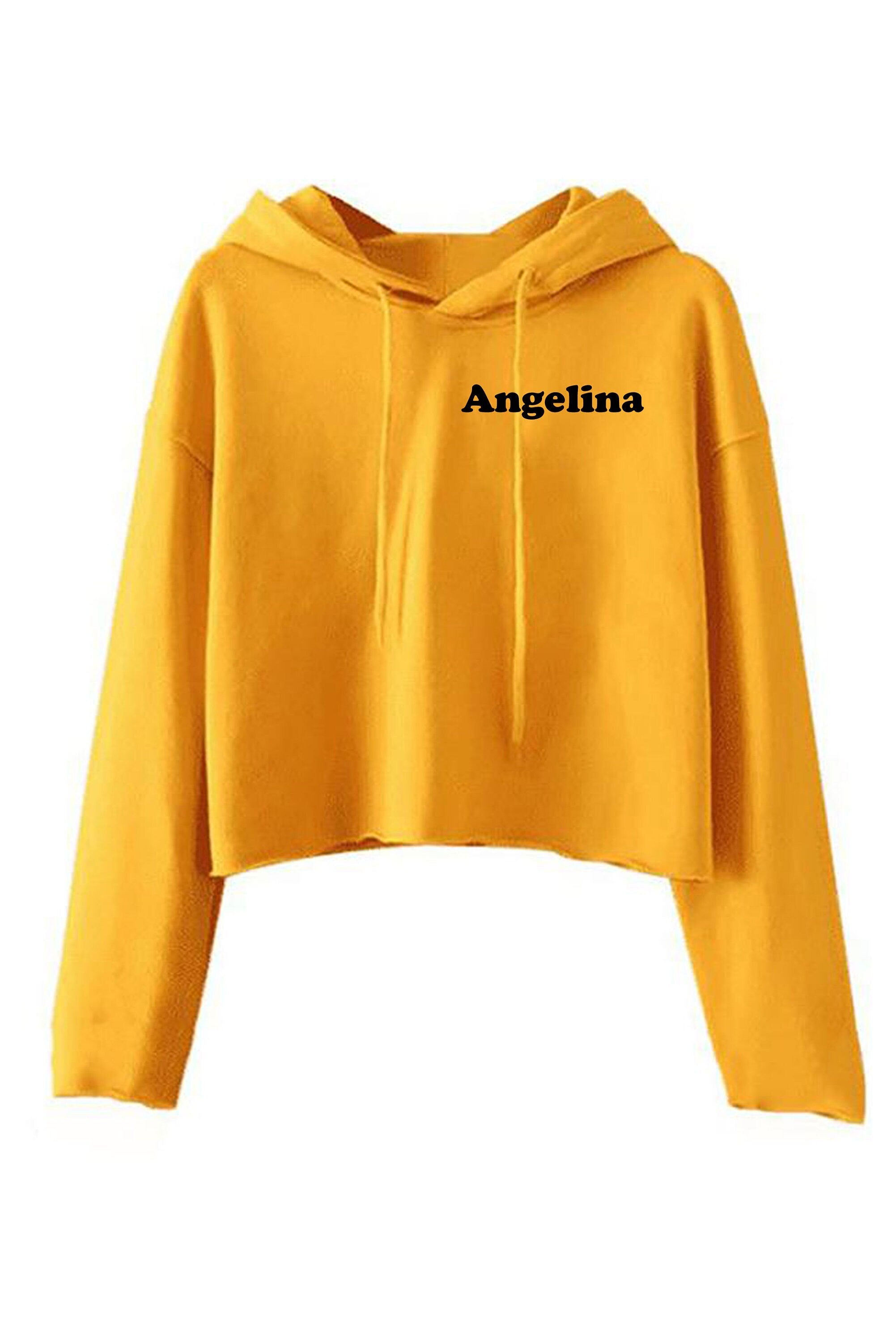 Your name english names customized personalized long sleeve crop tops hoodie hoody crop tops hood ladies womens birthday gift present