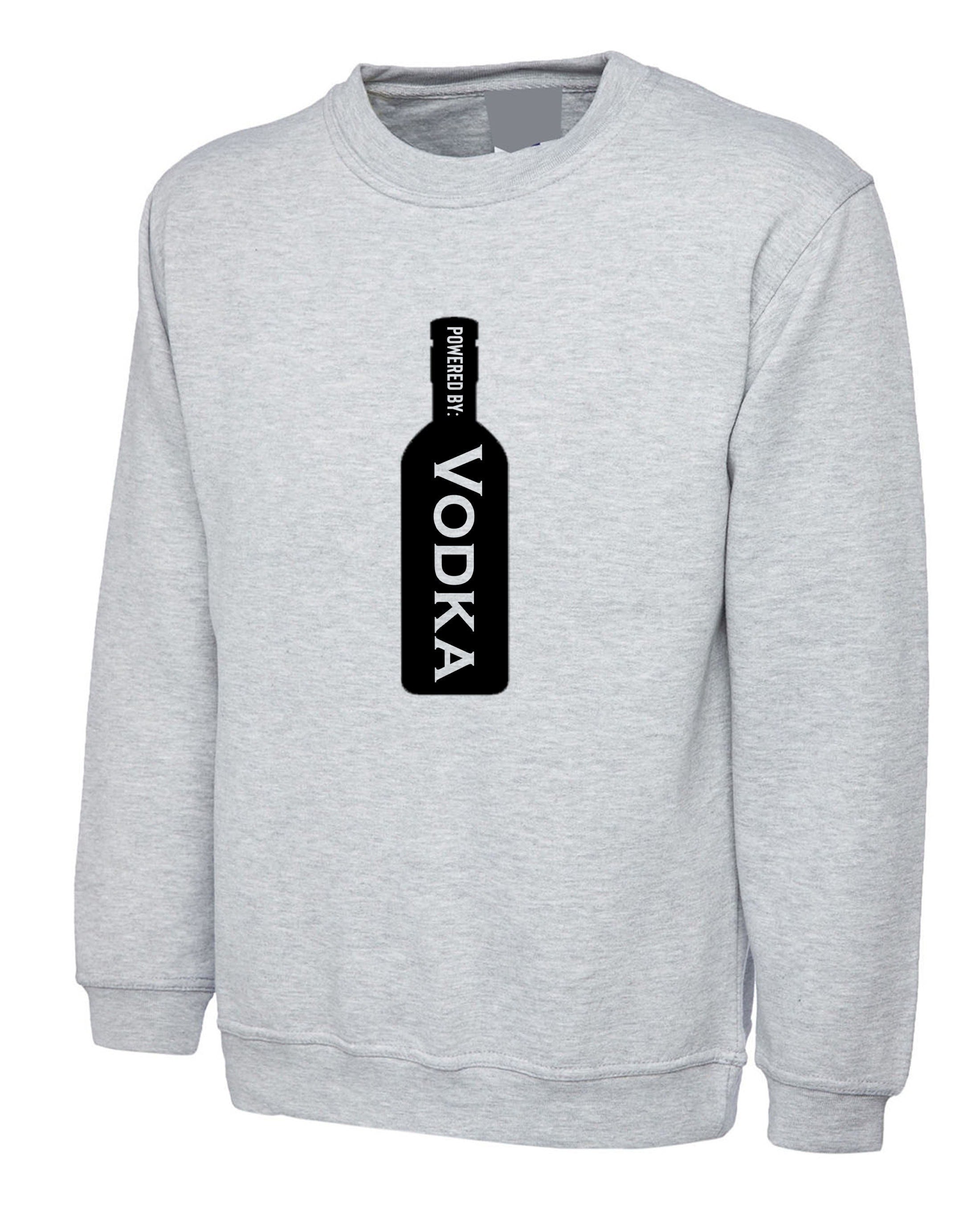 Powered by vodka sweatshirt jumper sweater shirt drunk uncle father dad beer lovers vodka lovers mens funny gift womens birthday top