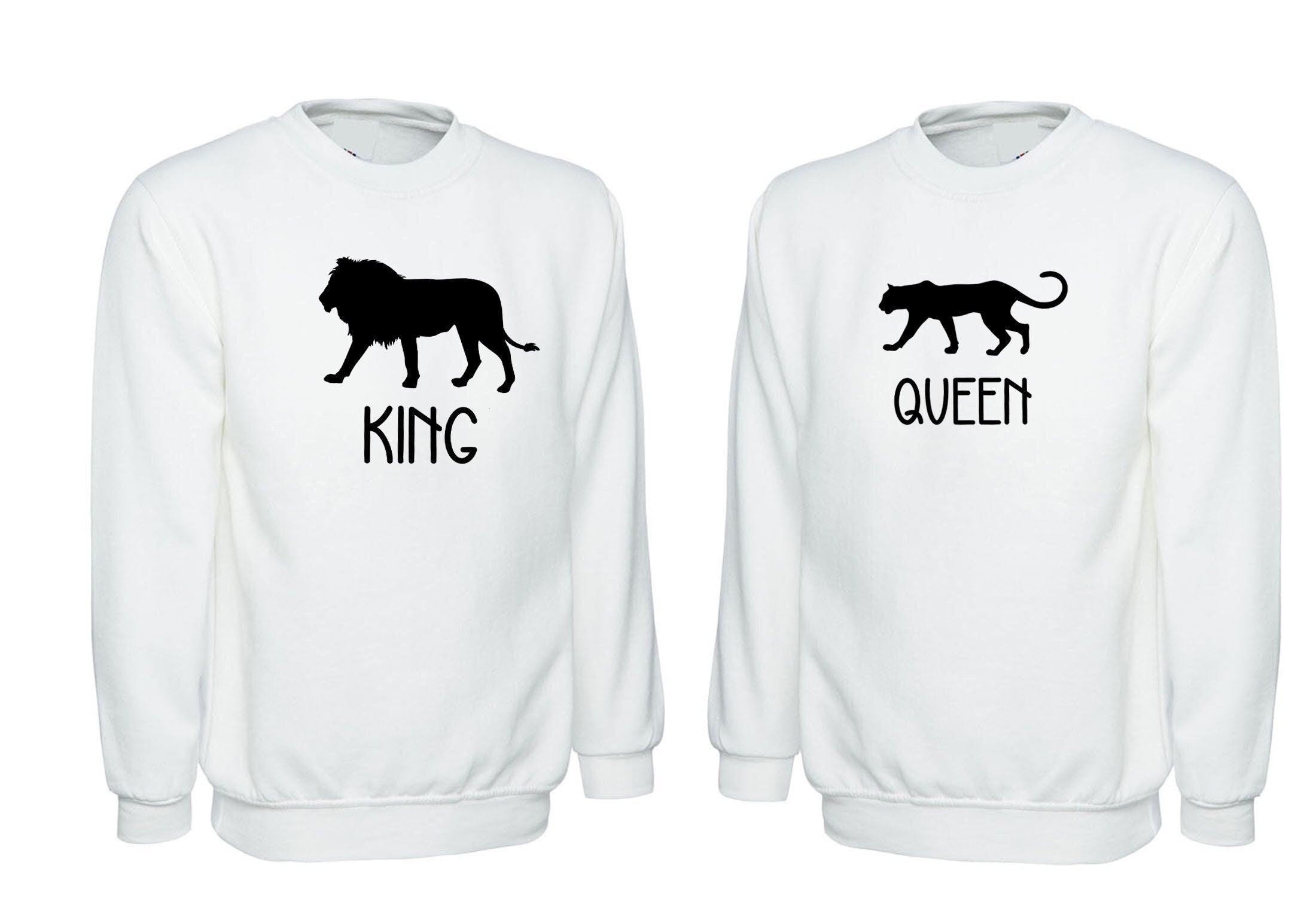 Couple matching funny shirts king queen lion lioness sweatshirt jumper sweater shirt cute panda gift wedding anniversary married unisex