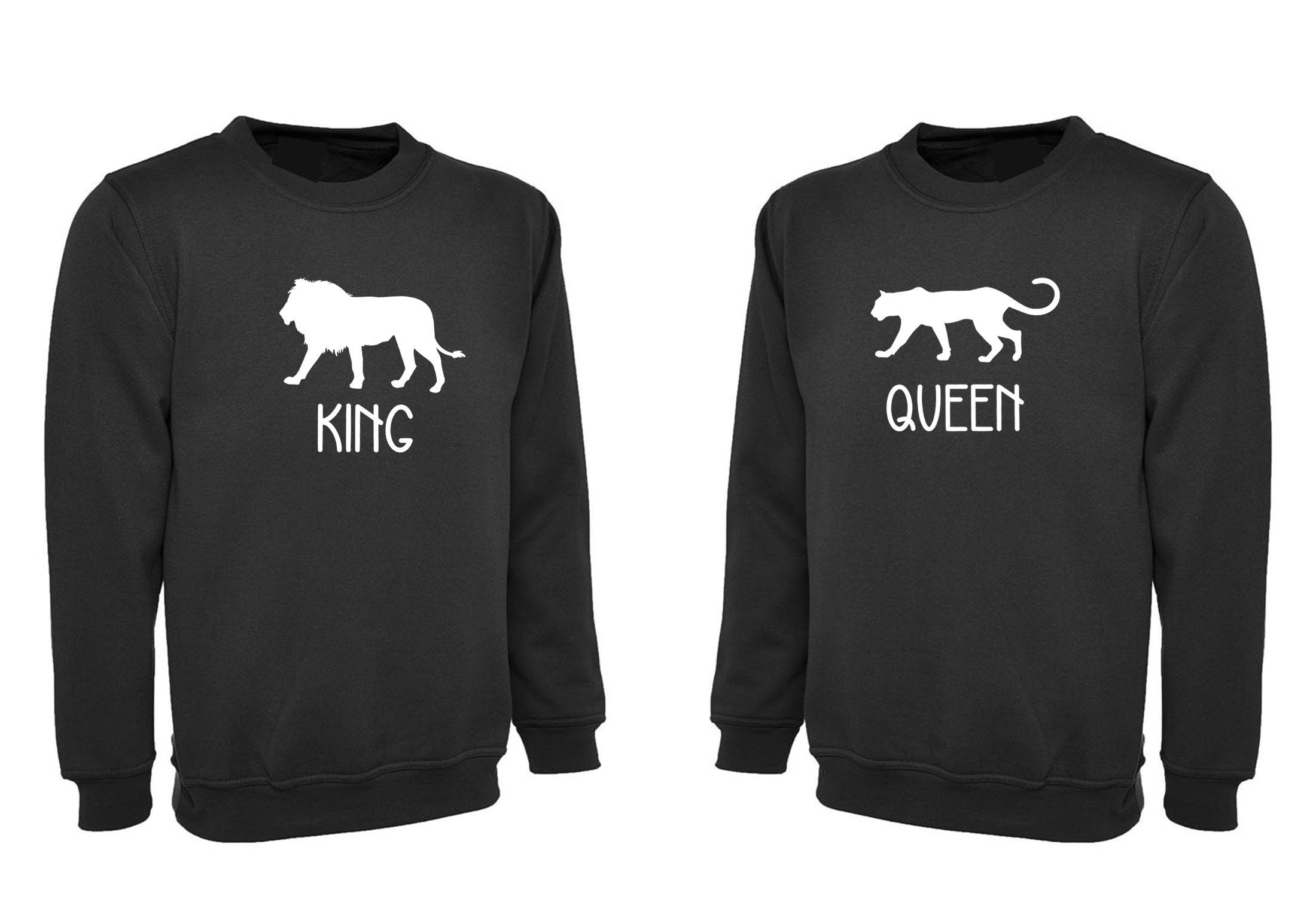 Couple matching funny shirts king queen lion lioness sweatshirt jumper sweater shirt cute panda gift wedding anniversary married unisex