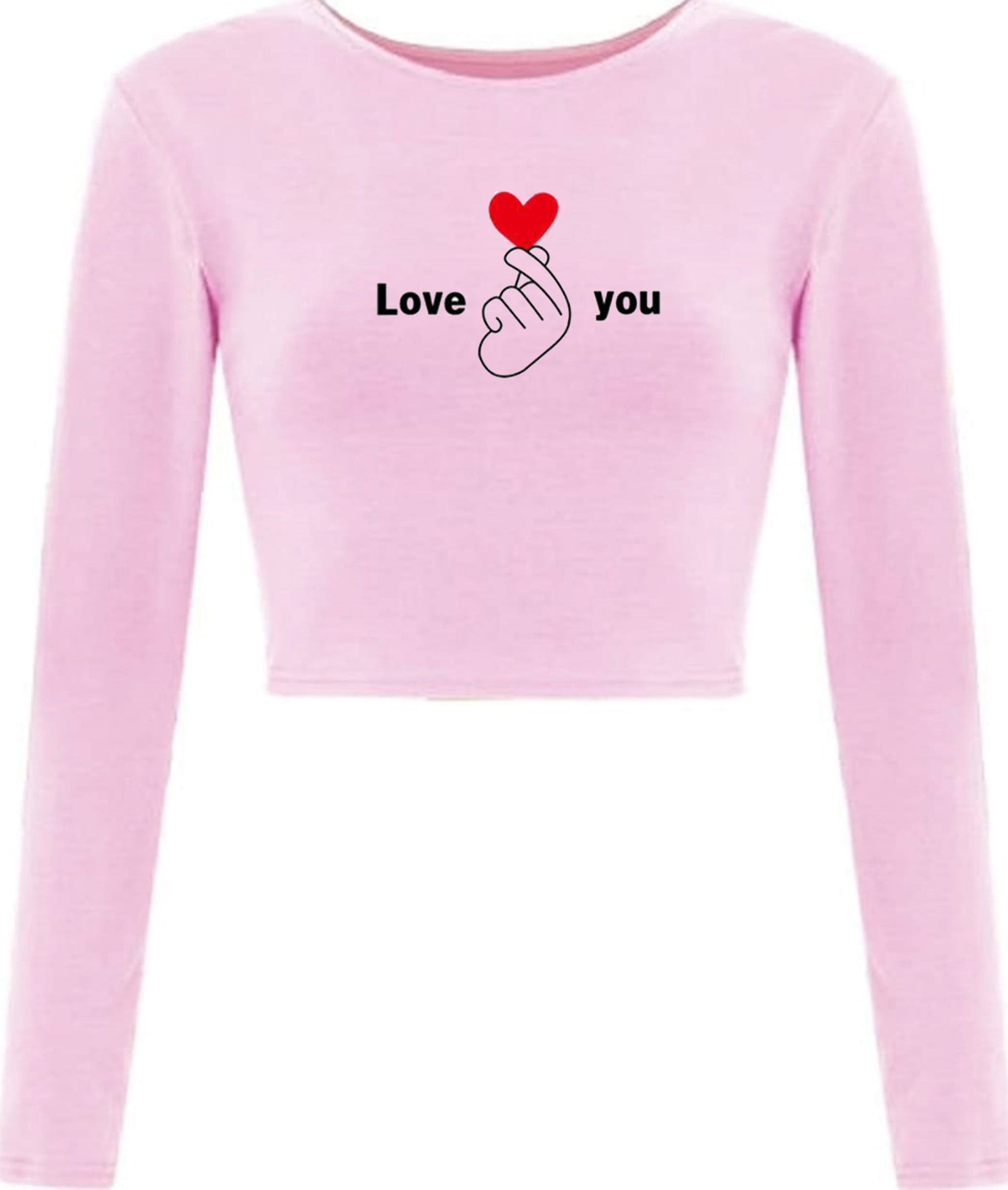 Love you crop top crop tops croptops long sleeve valentines ladies gift for womens gf birthday wedding anniversary cute red heart