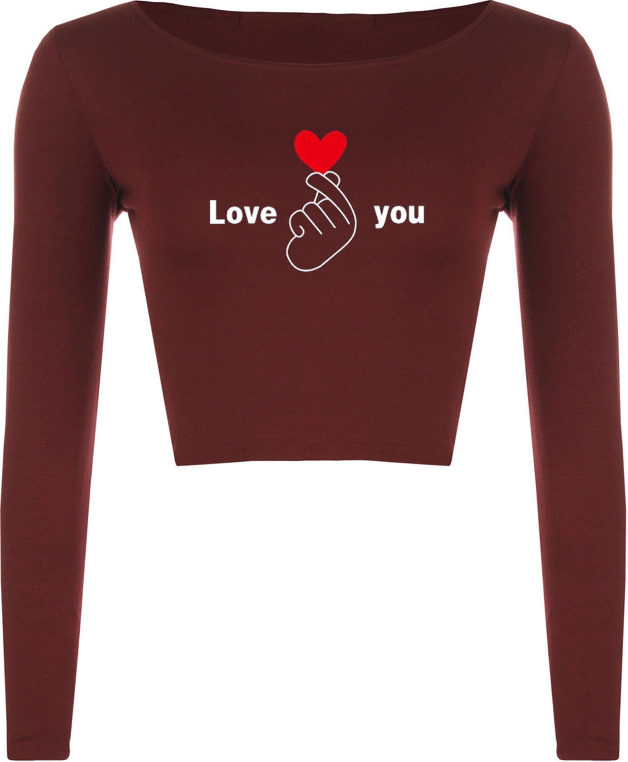 Love you crop top crop tops croptops long sleeve valentines ladies gift for womens gf birthday wedding anniversary cute red heart