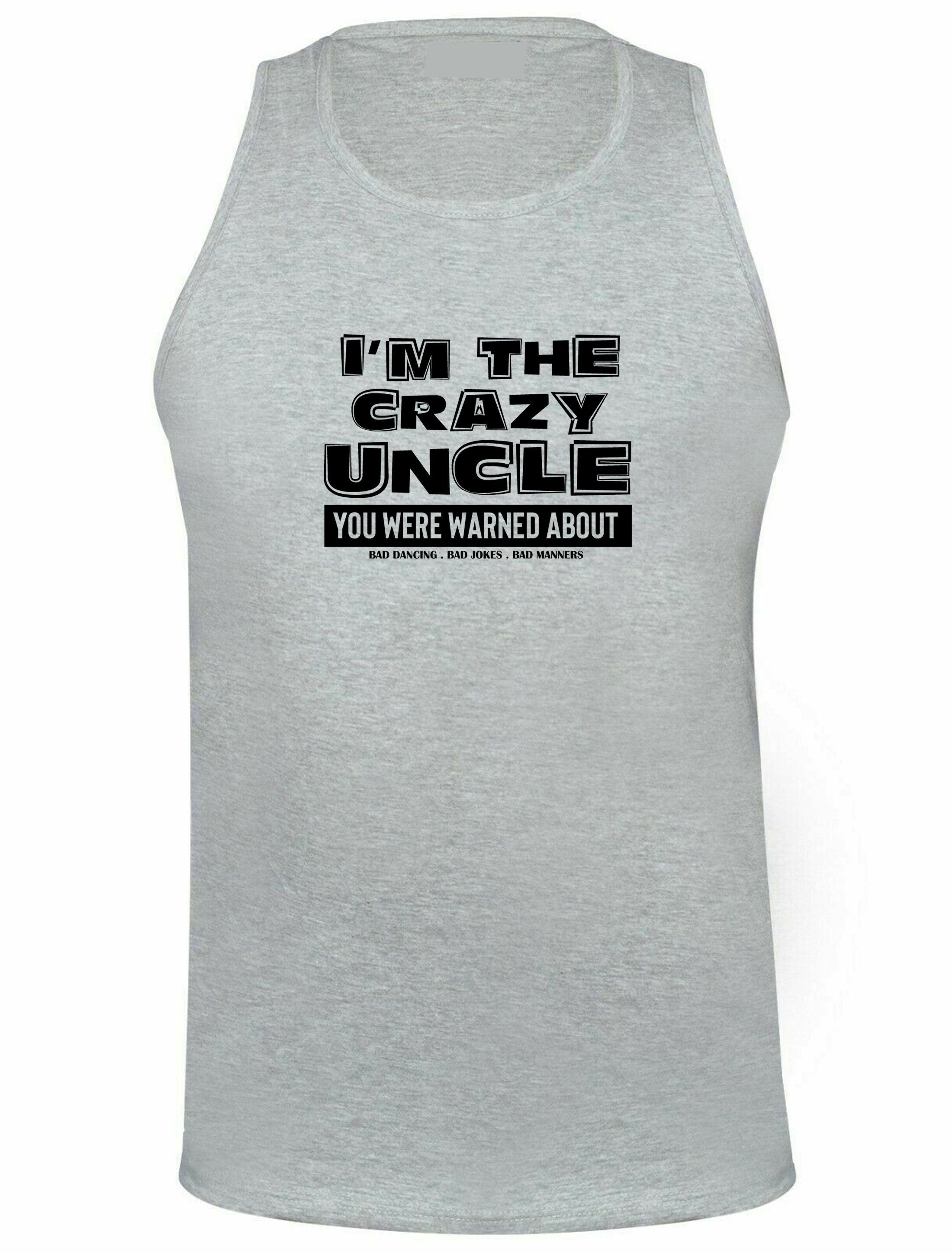 Mens i'm the crazy uncle you were warned about vest vests gym workout exercise yoga funny birthday party christmas gift for uncles bad jokes